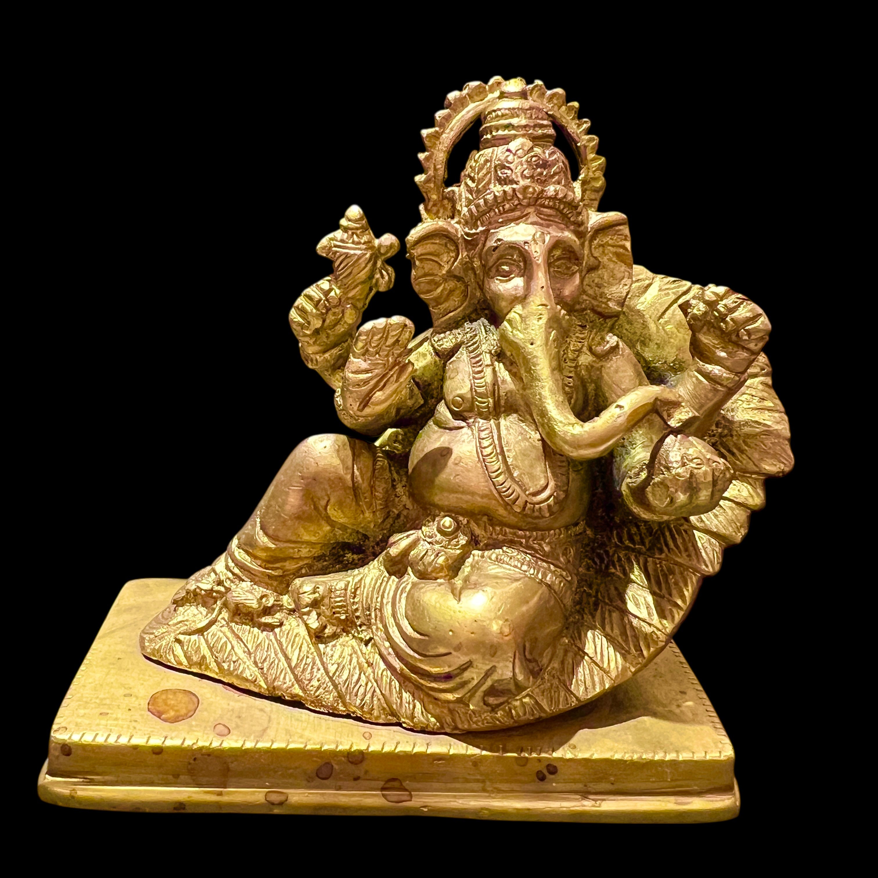 GM Brass Ganesh 876-5in - Vintage India NYC