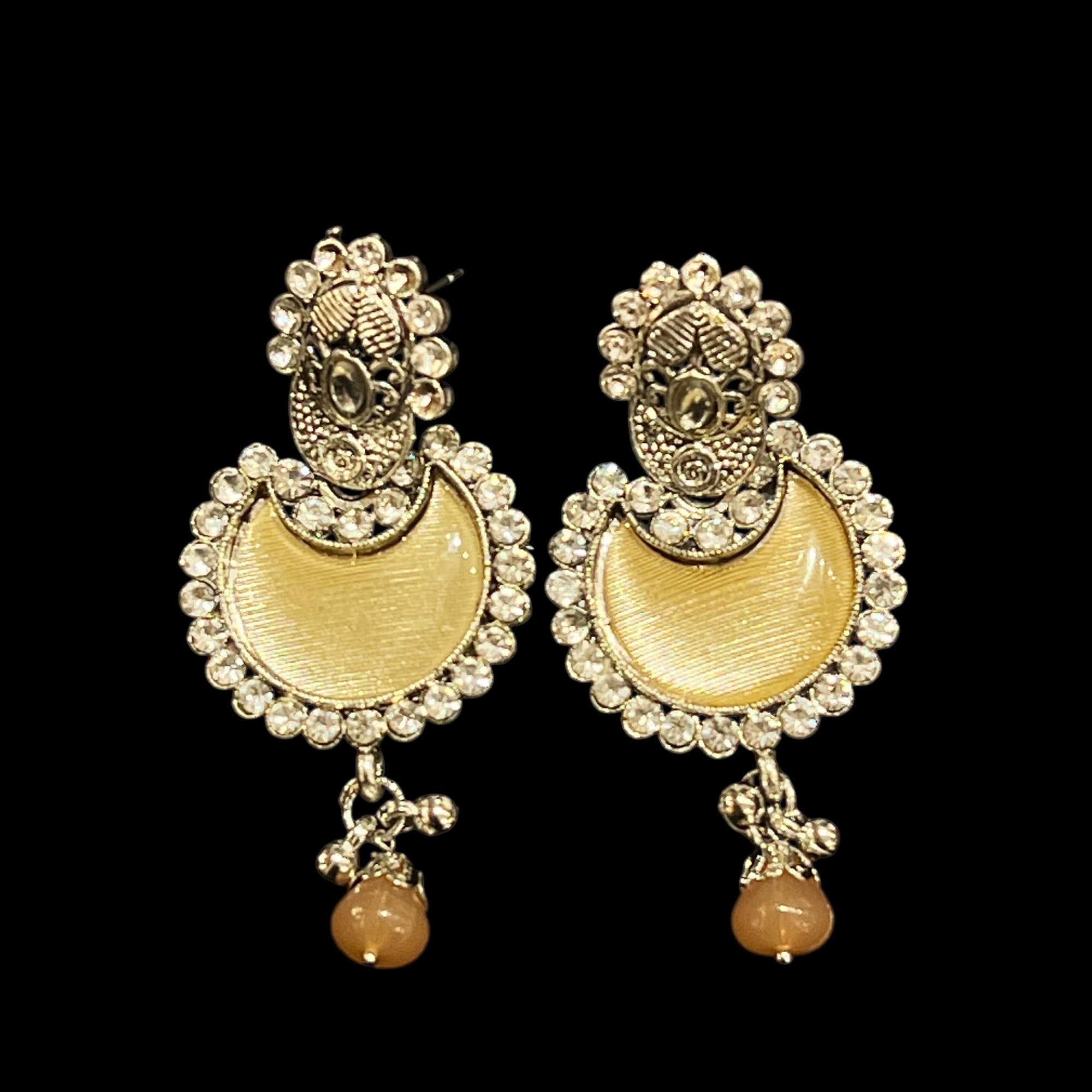 Gold Chand Drop Earrings - Vintage India NYC