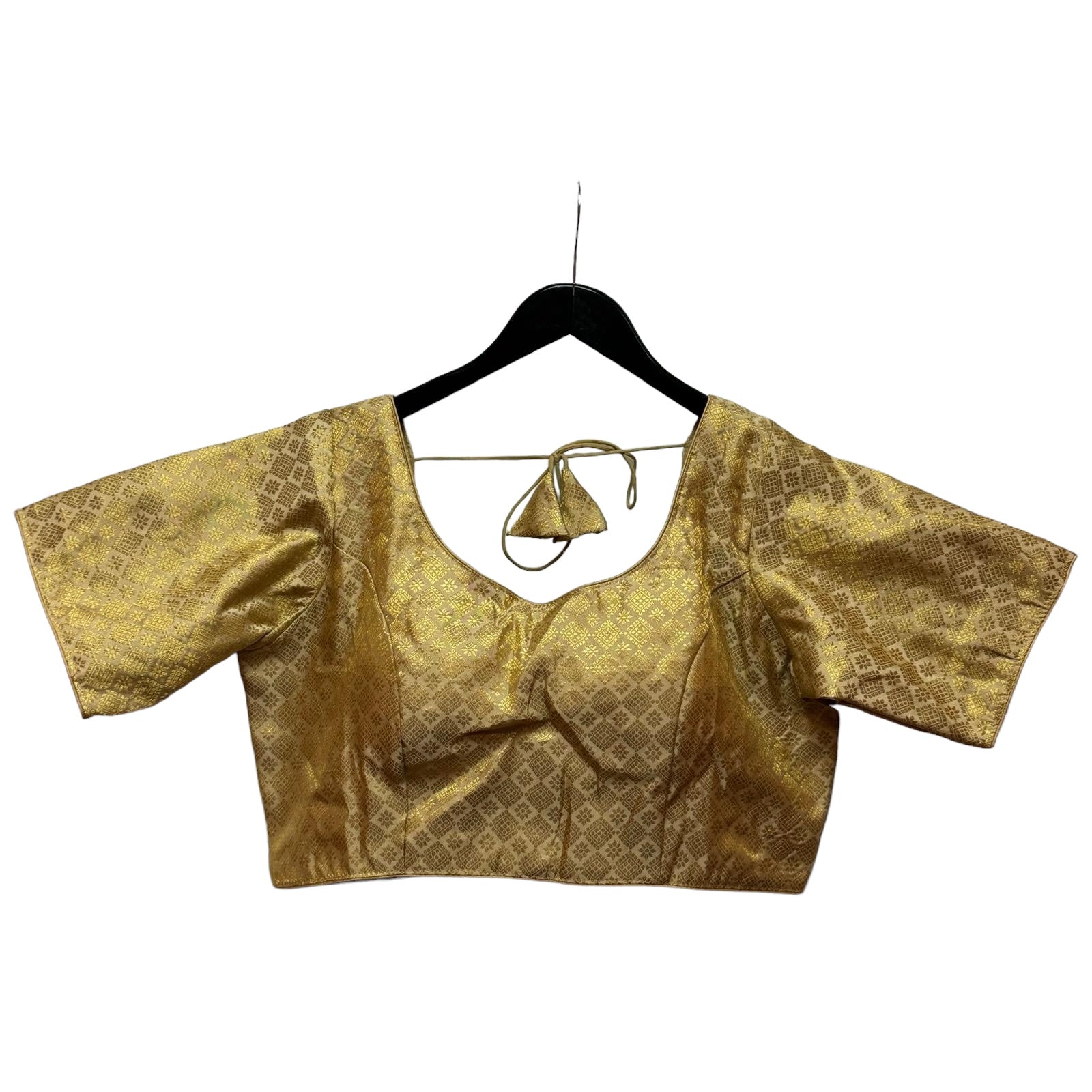 Gold Diamond Blouse w Sleeves-Size 42 - Vintage India NYC