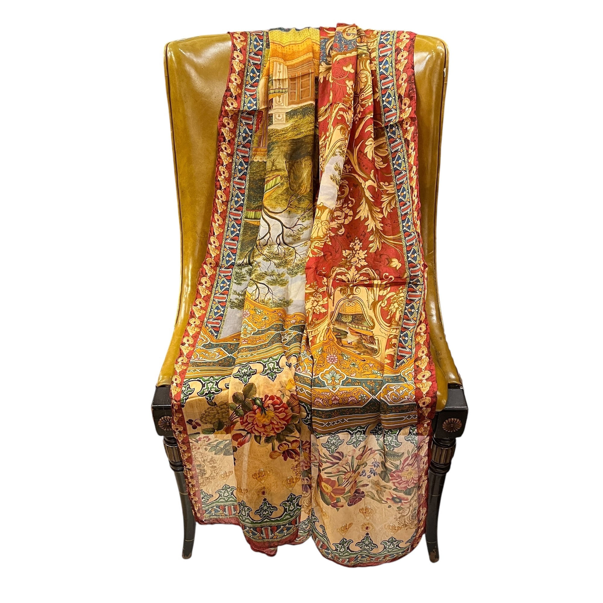 Printed Silk Dupatta 9055 - Vintage India NYC