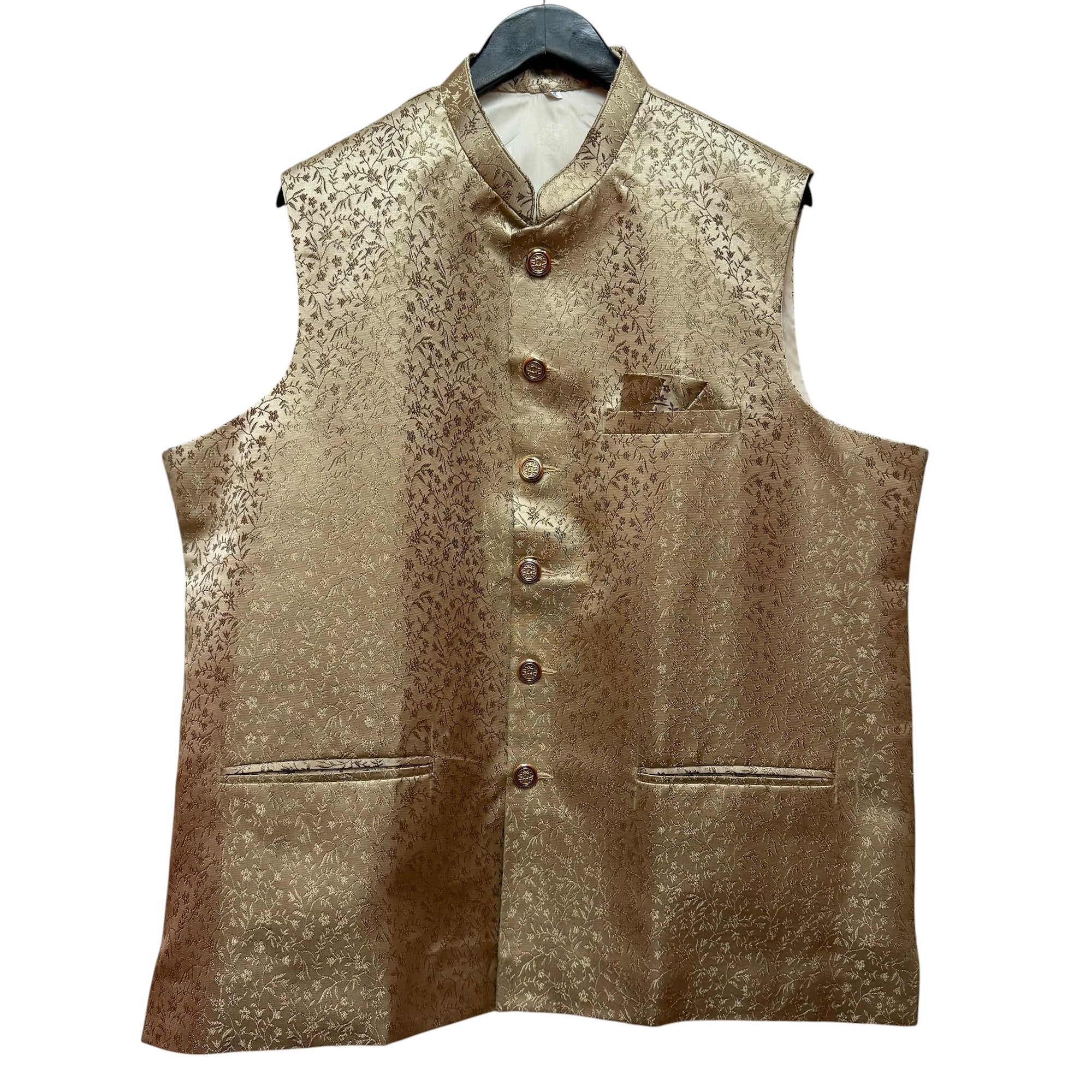 Gold Floral Jacquard Vest