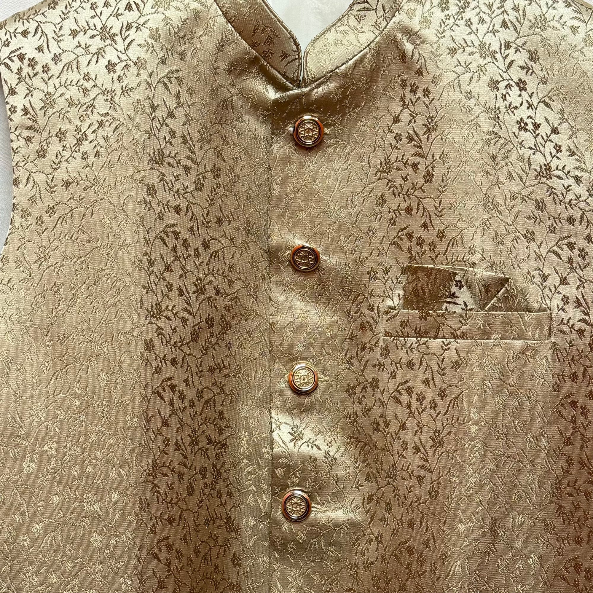 Gold Floral Jacquard Vest