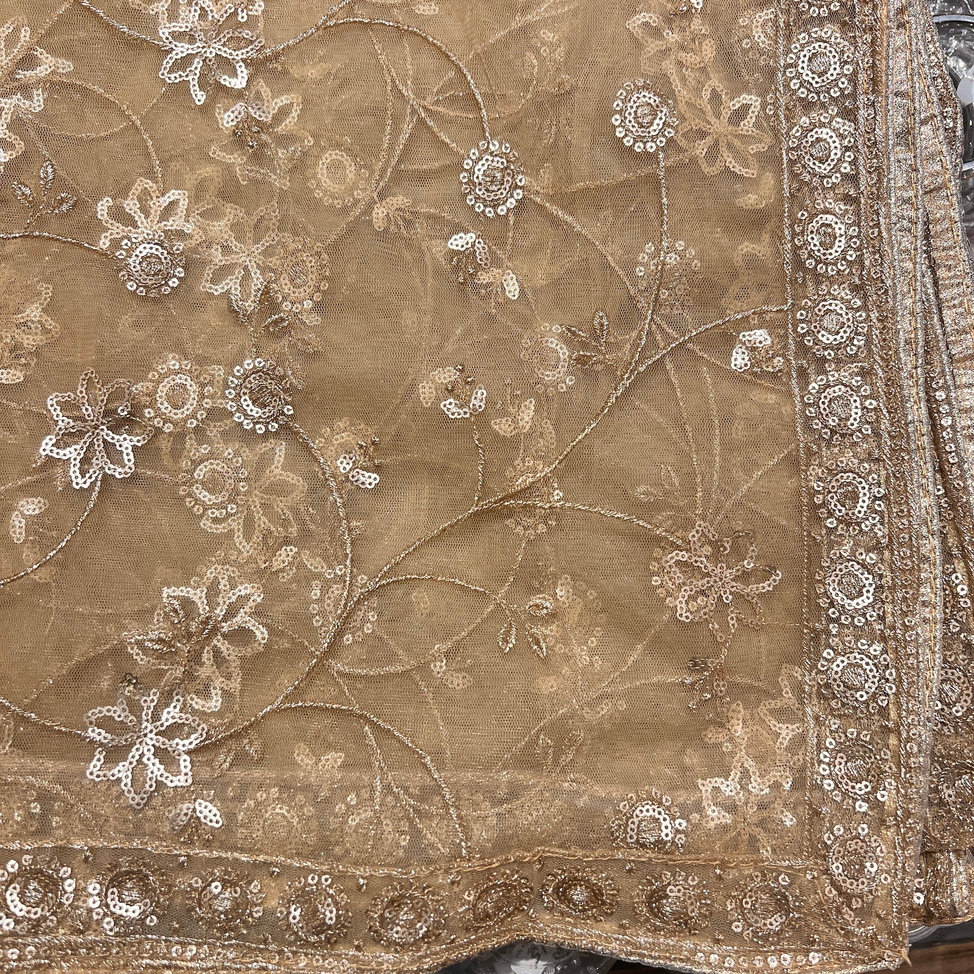 DT Gold Flower Sequin Dupatta