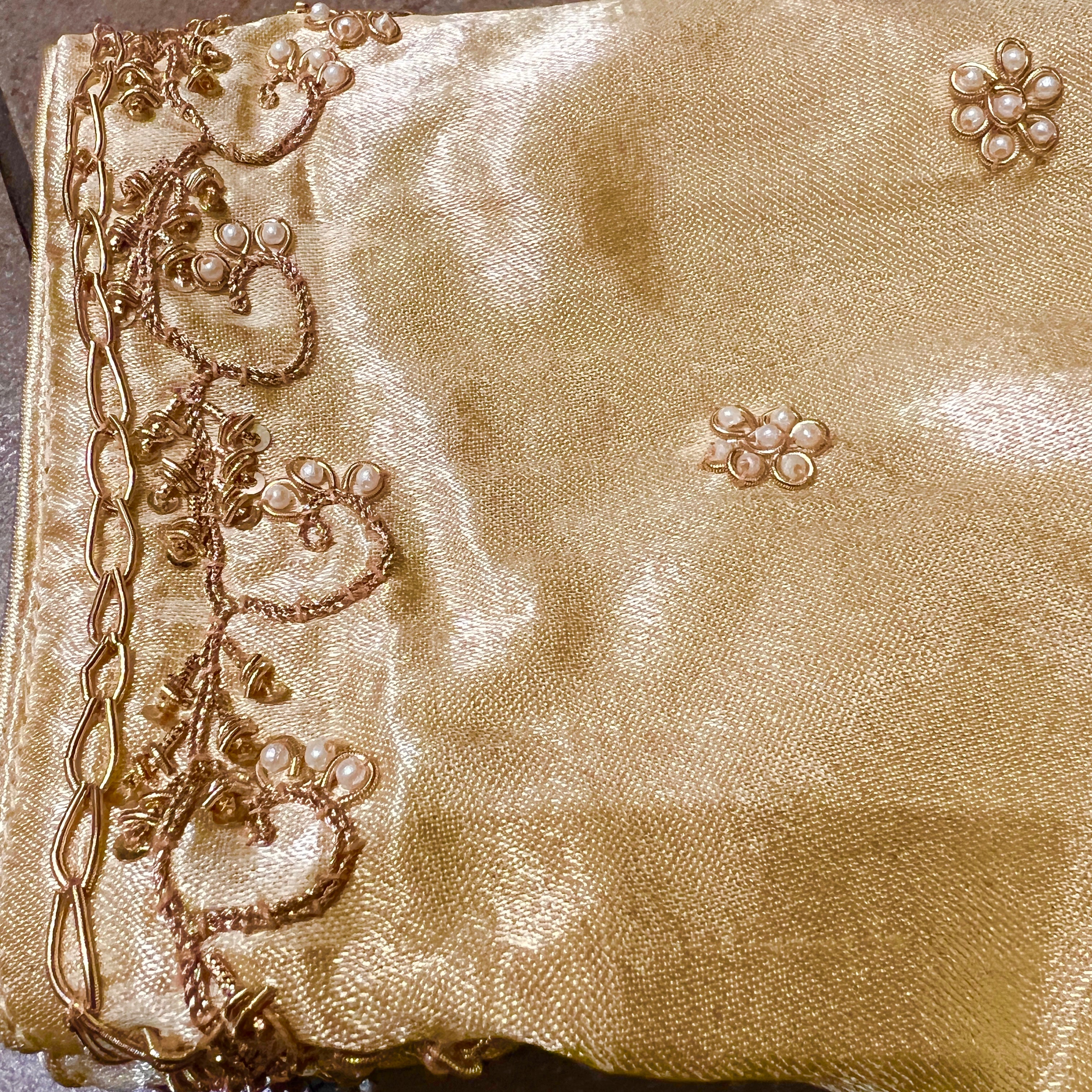 Satin Hand Embroidered Saree Blouse-2 Colors - Vintage India NYC