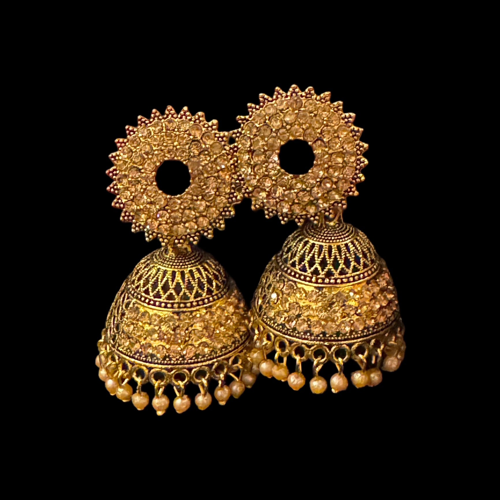 Gold Jhumka Earrings- 2 Styles - Vintage India NYC