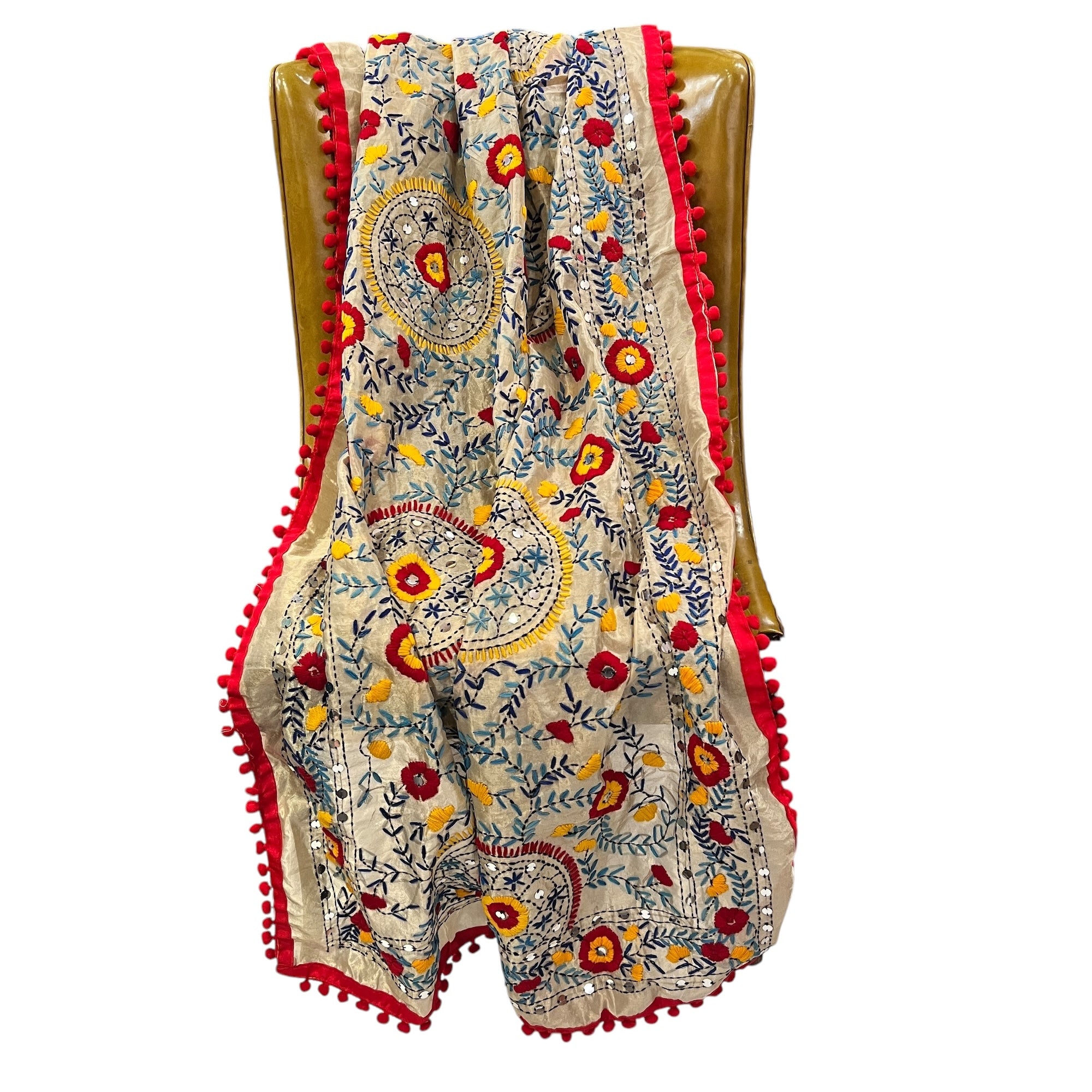 Phulkari Light Gold Dupatta Shawl -2 Styles