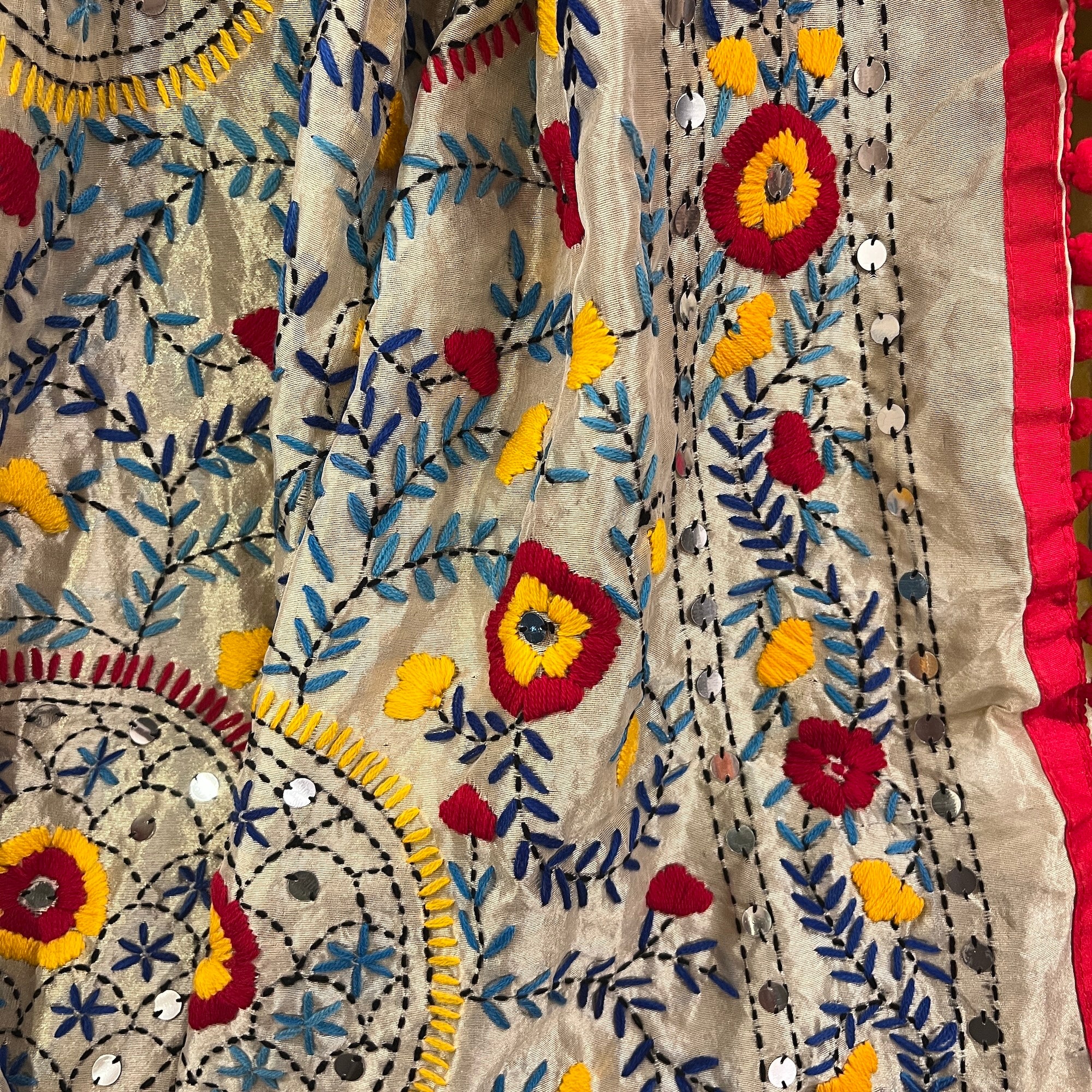 Phulkari Light Gold Dupatta Shawl -2 Styles
