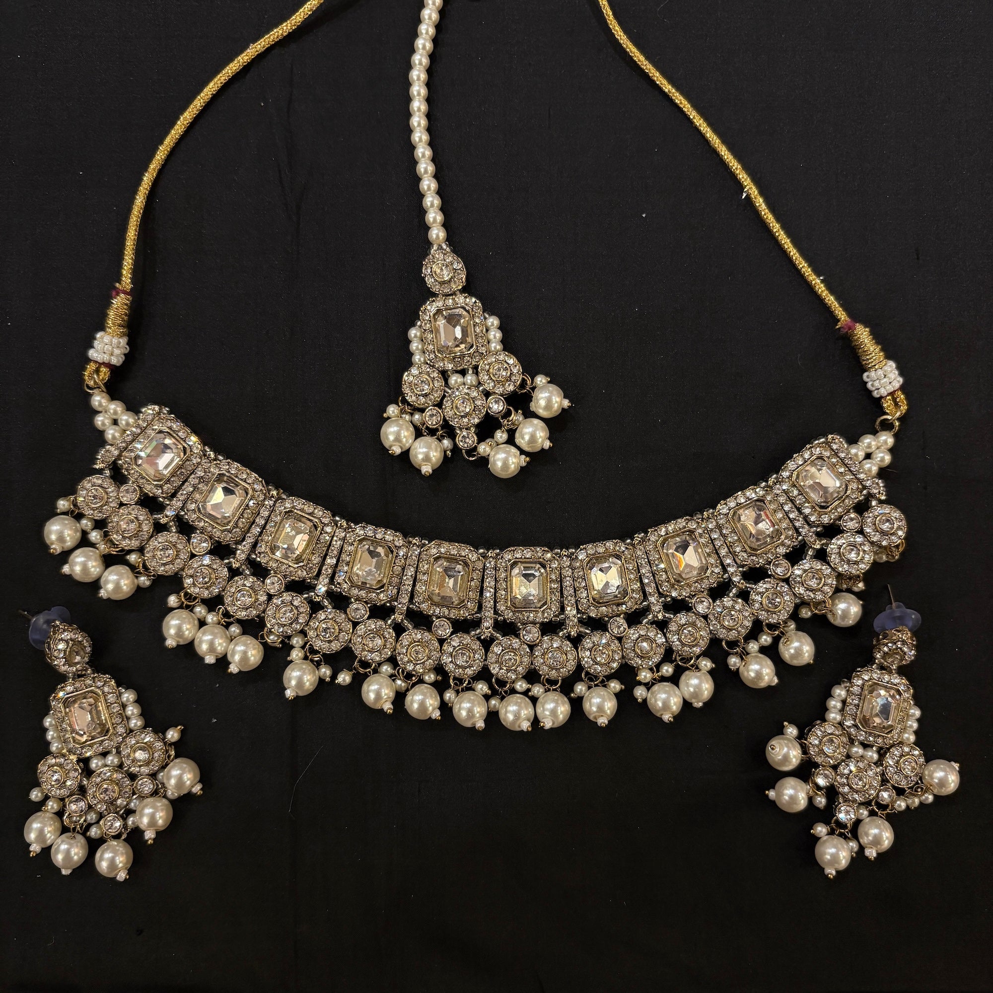 Gold Stone Necklace Set Collection 2-Various - Vintage India NYC