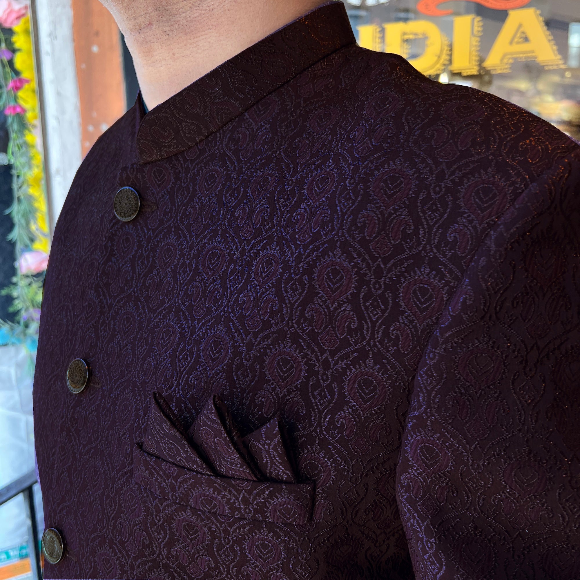Jacquard Jodhpuri Jacket- Colors - Vintage India NYC