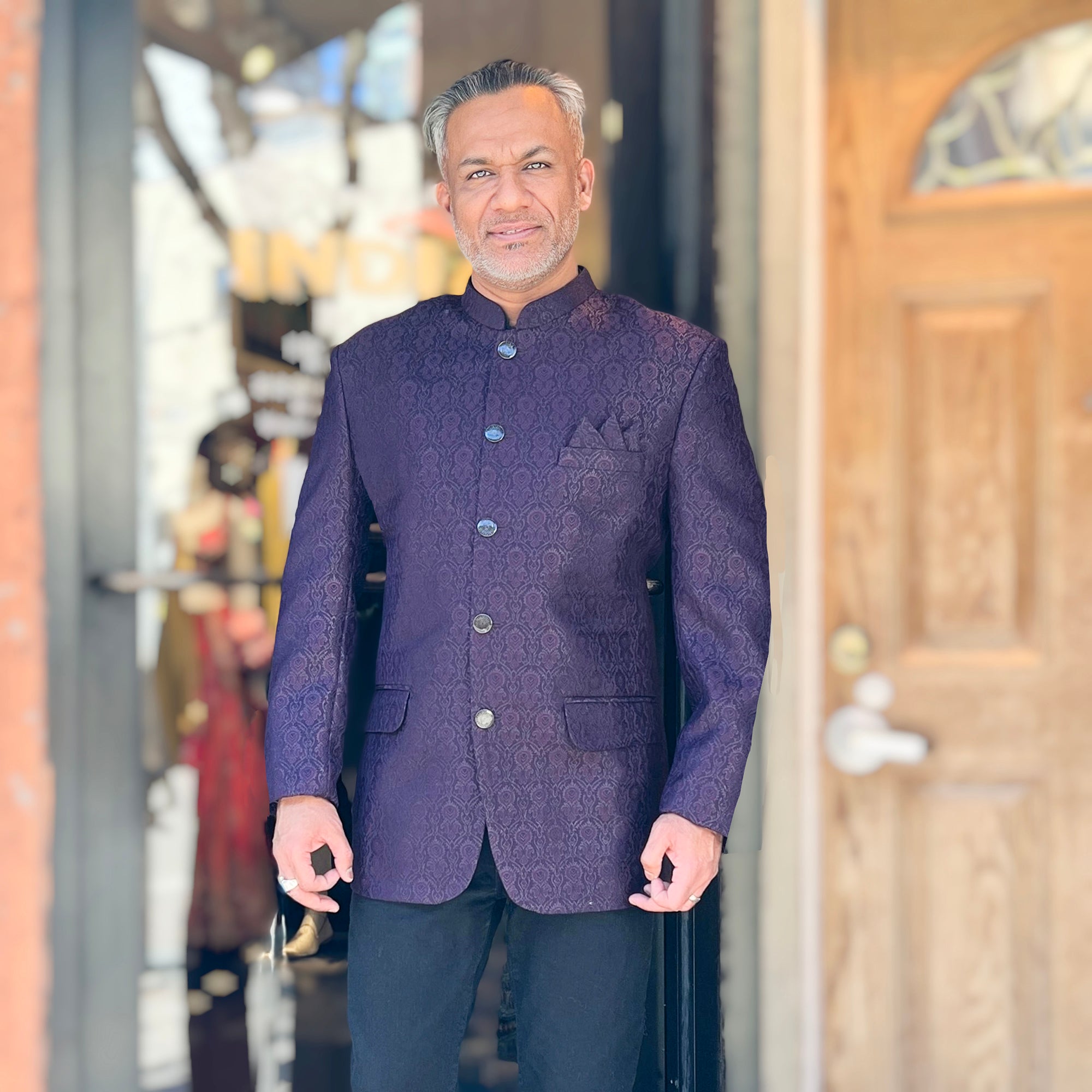 Jacquard Jodhpuri Jacket- Colors - Vintage India NYC