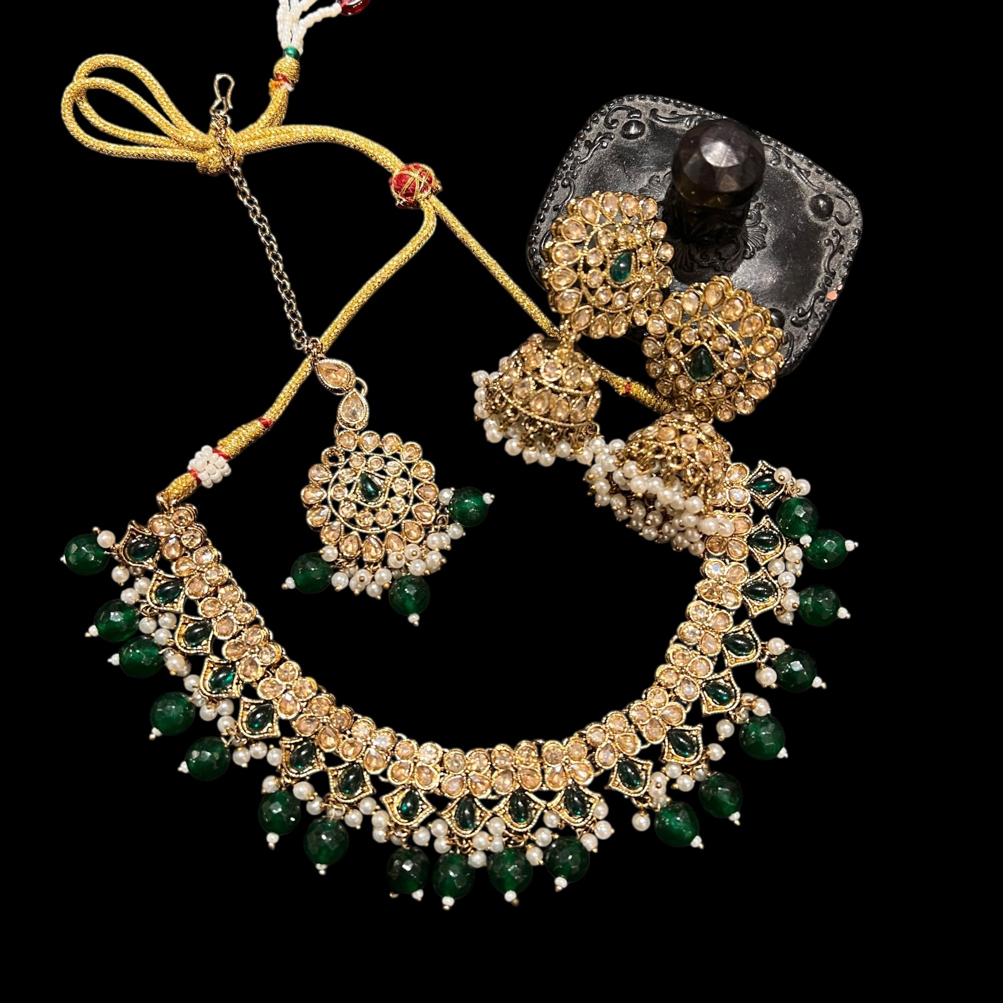 Polki Jhumka Necklace Sets-Colors