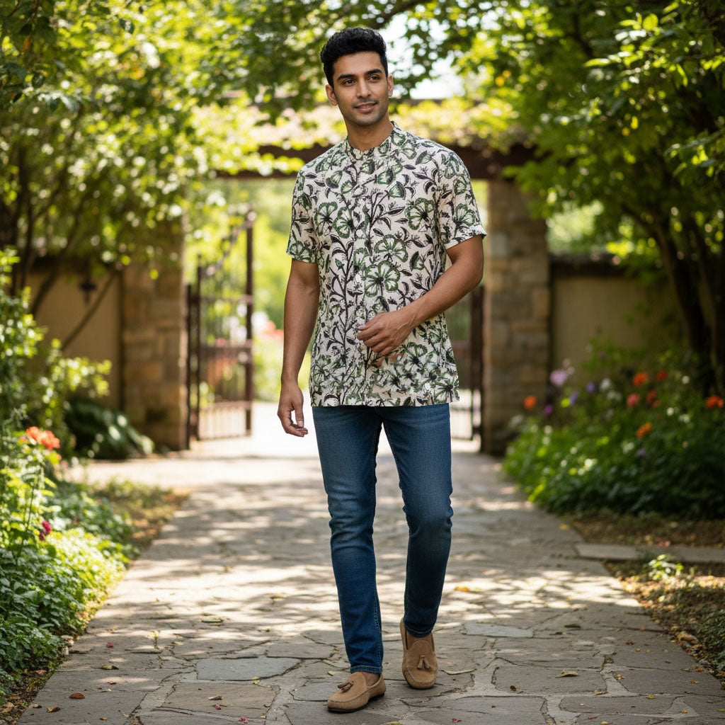 AR Mens Block Print Short Kurta 4