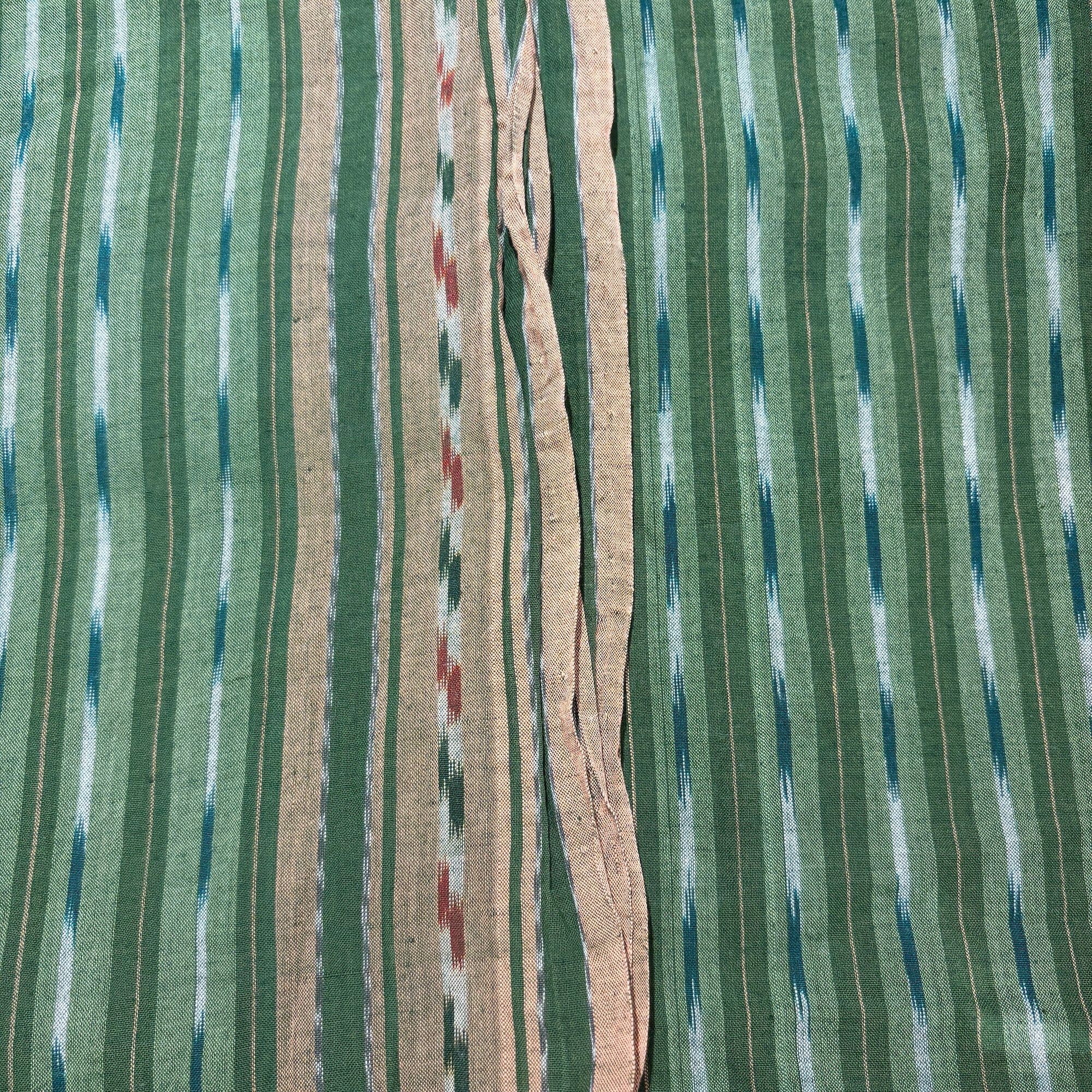 Green Ikat Handwoven Cotton Dupatta/Sarong - Vintage India NYC