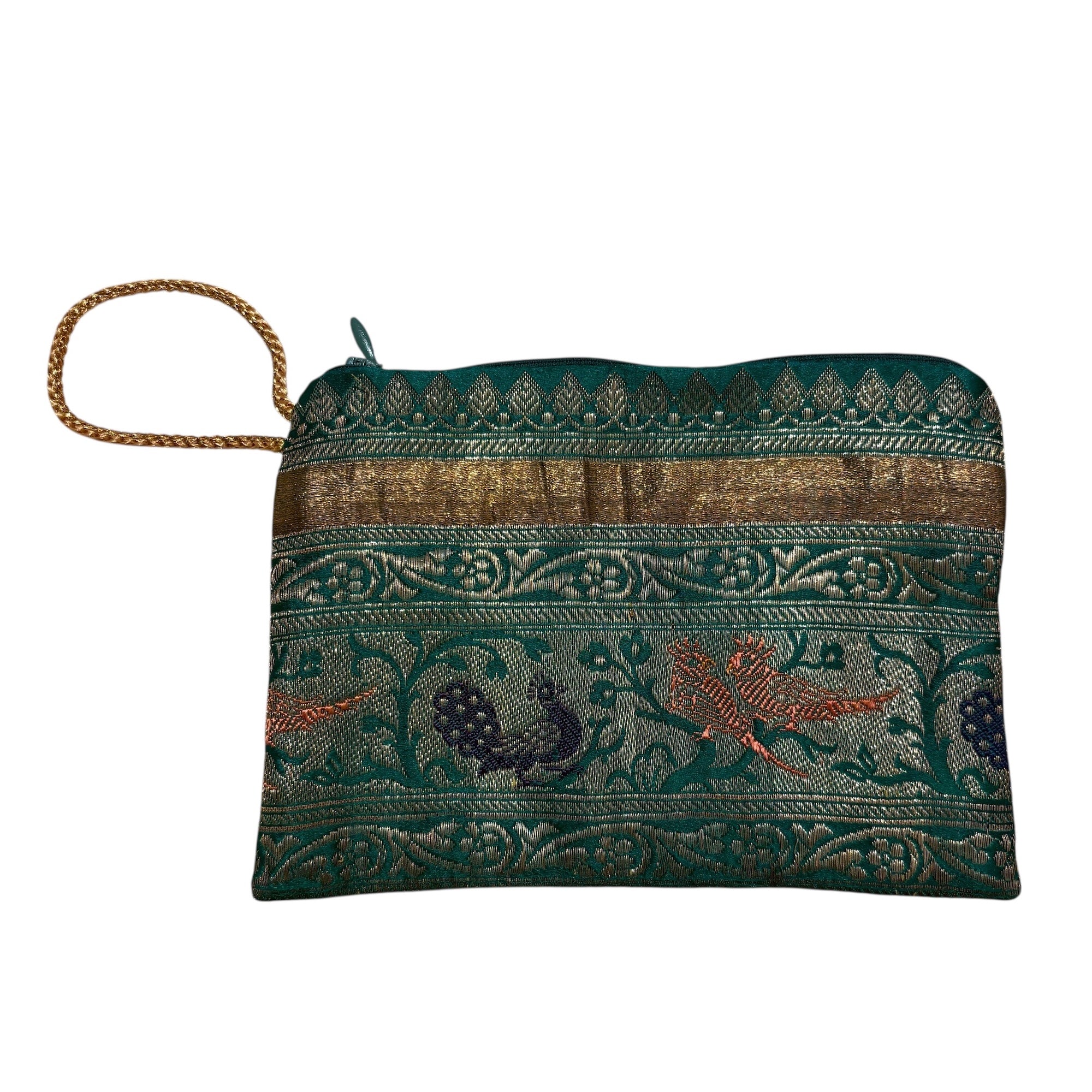 Vintage Sari Zip Pouch Bag Sm 25
