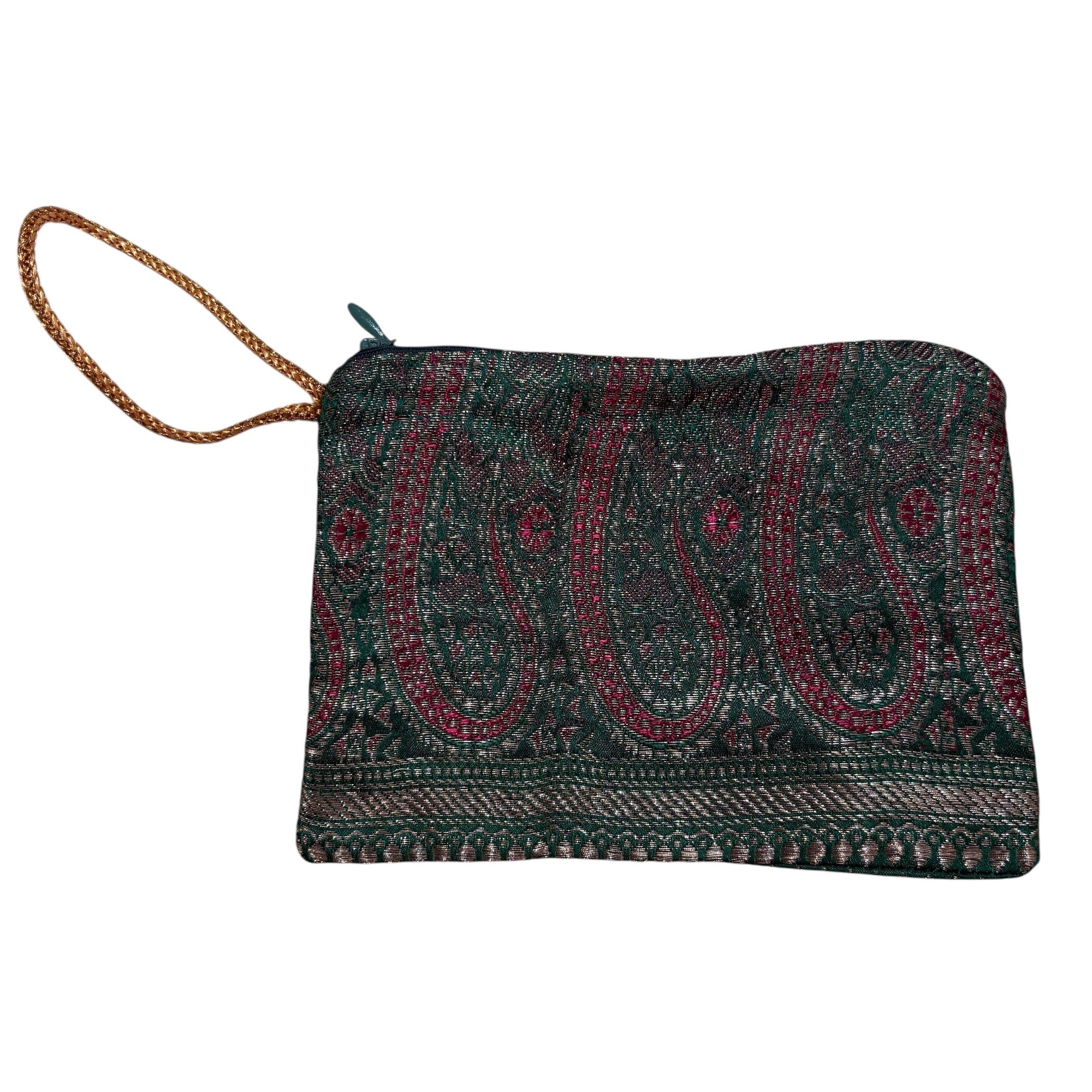 Vintage Sari Zip Pouch Bag Sm 25