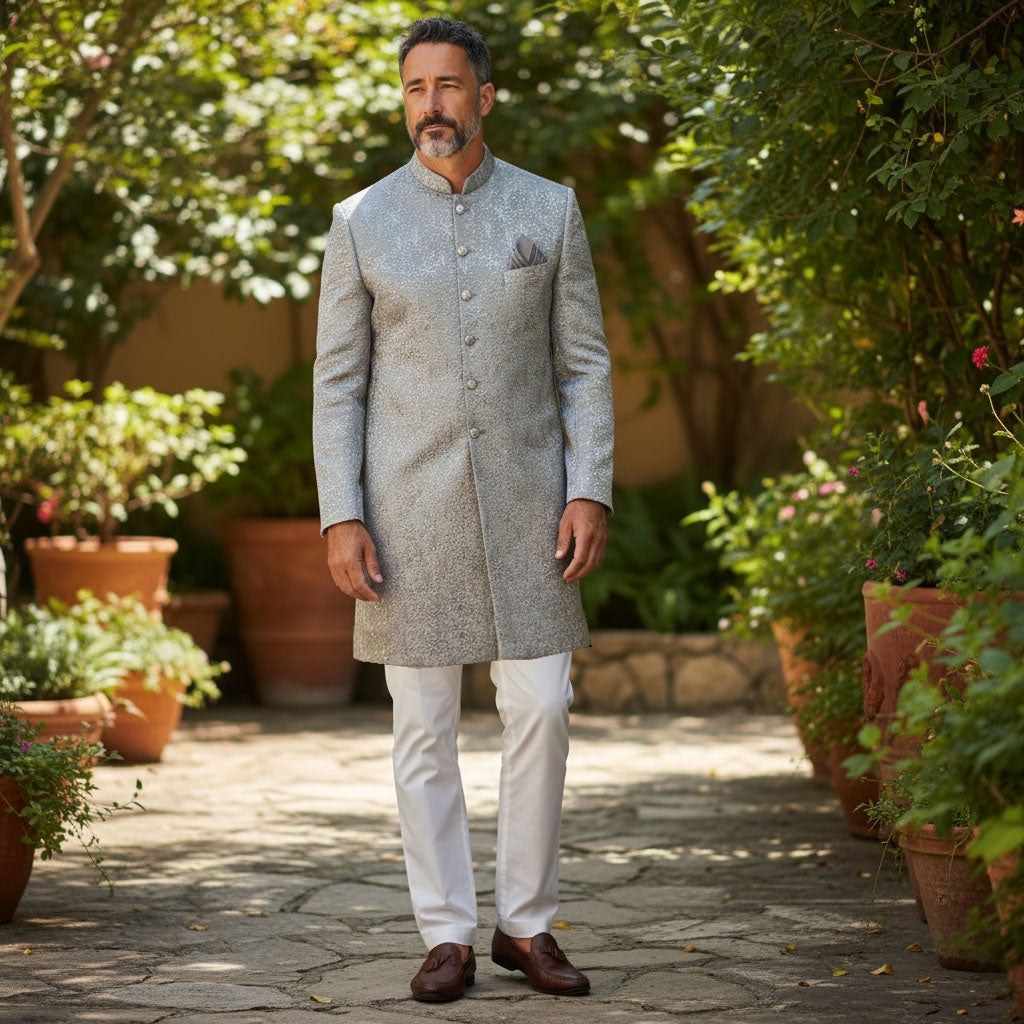 Oyster Grey Pastel Sherwani