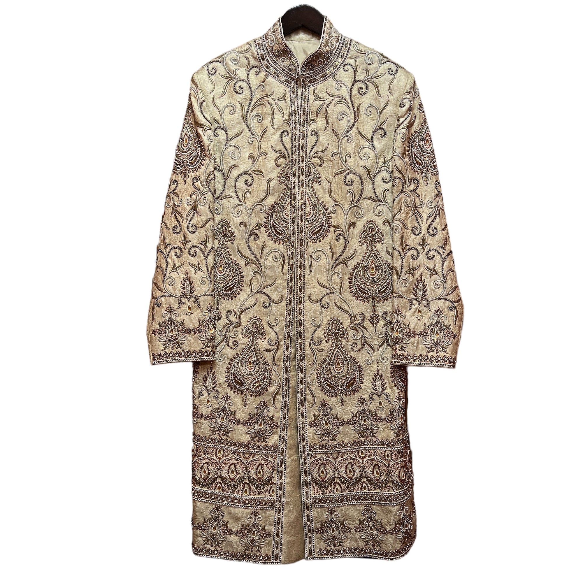 Heavywork Cream Sherwani - Vintage India NYC