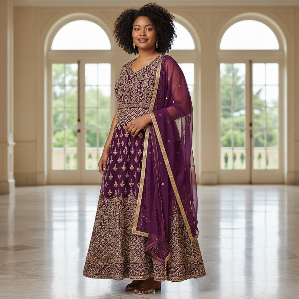 Heavy Embroidered Gown - Vintage India NYC