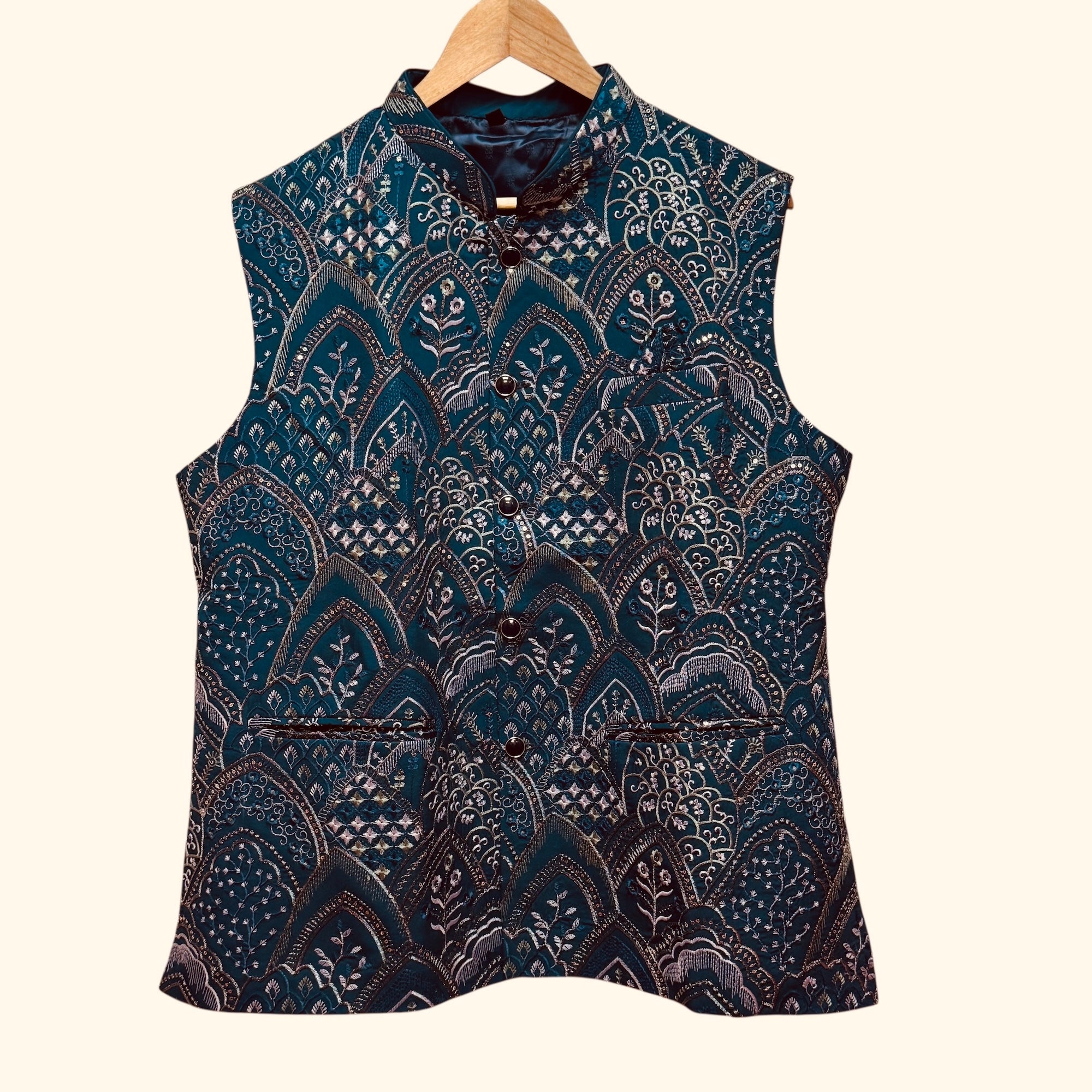 Heavy Embroidered Navy Vest