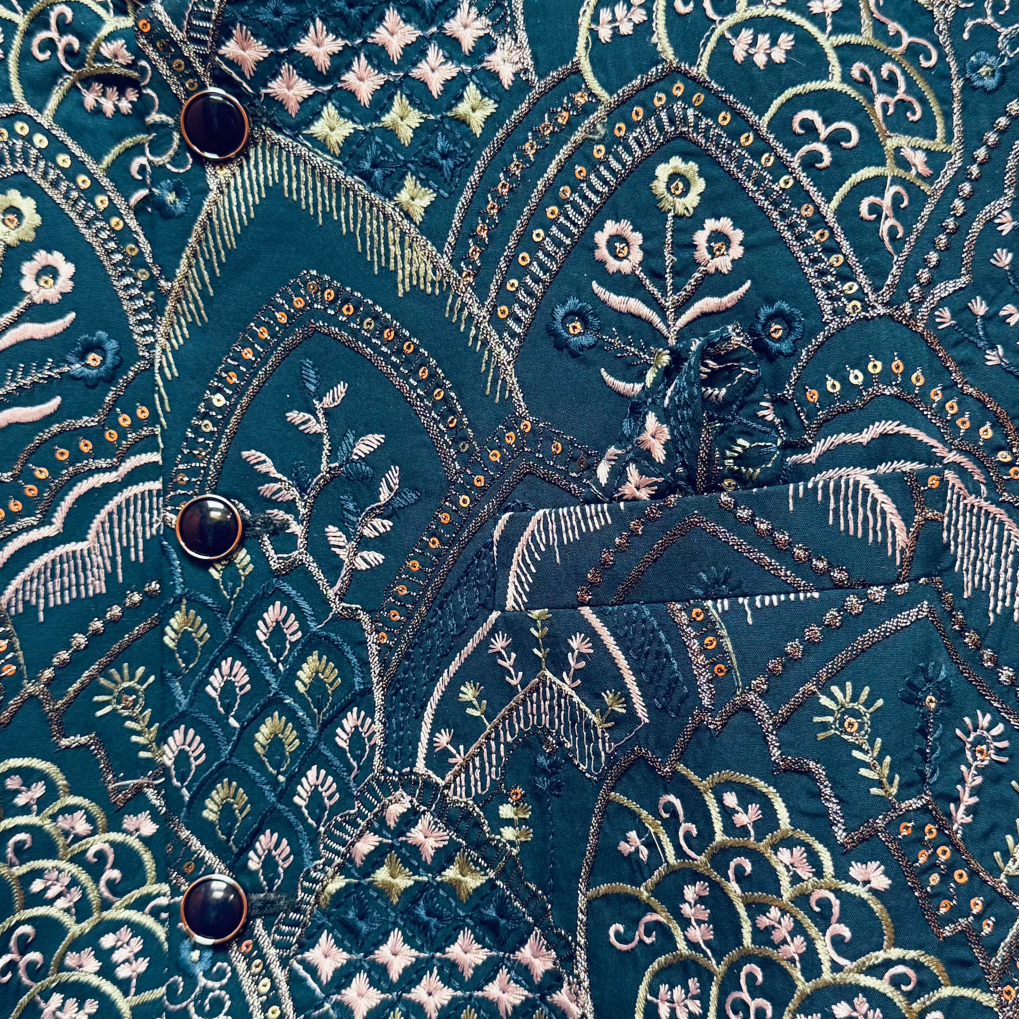 Heavy Embroidered Navy Vest