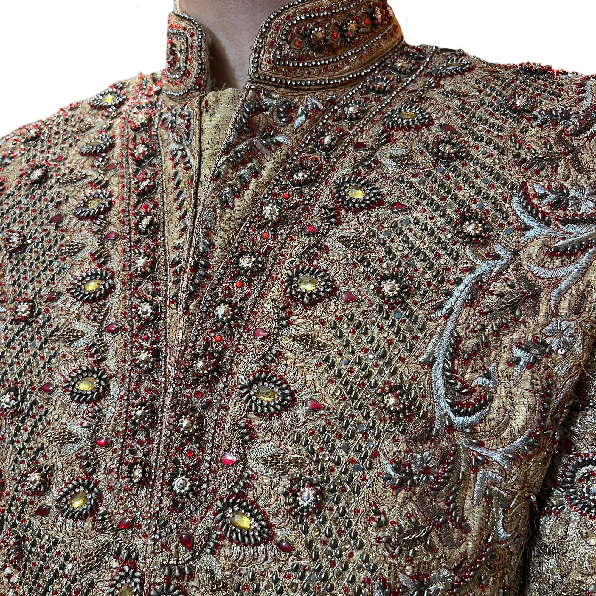 Heavywork Gold Sherwani - Vintage India NYC