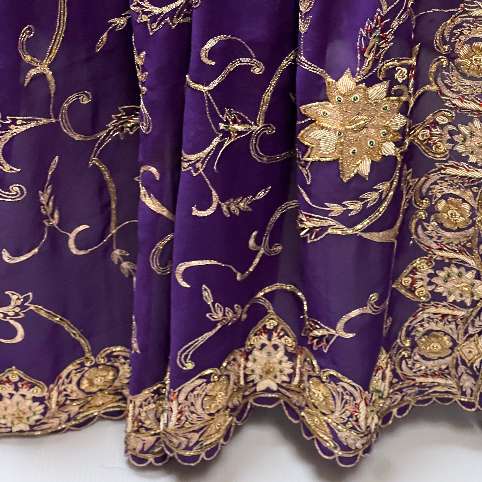 Purple  Heavy Work Dupatta - Vintage India NYC