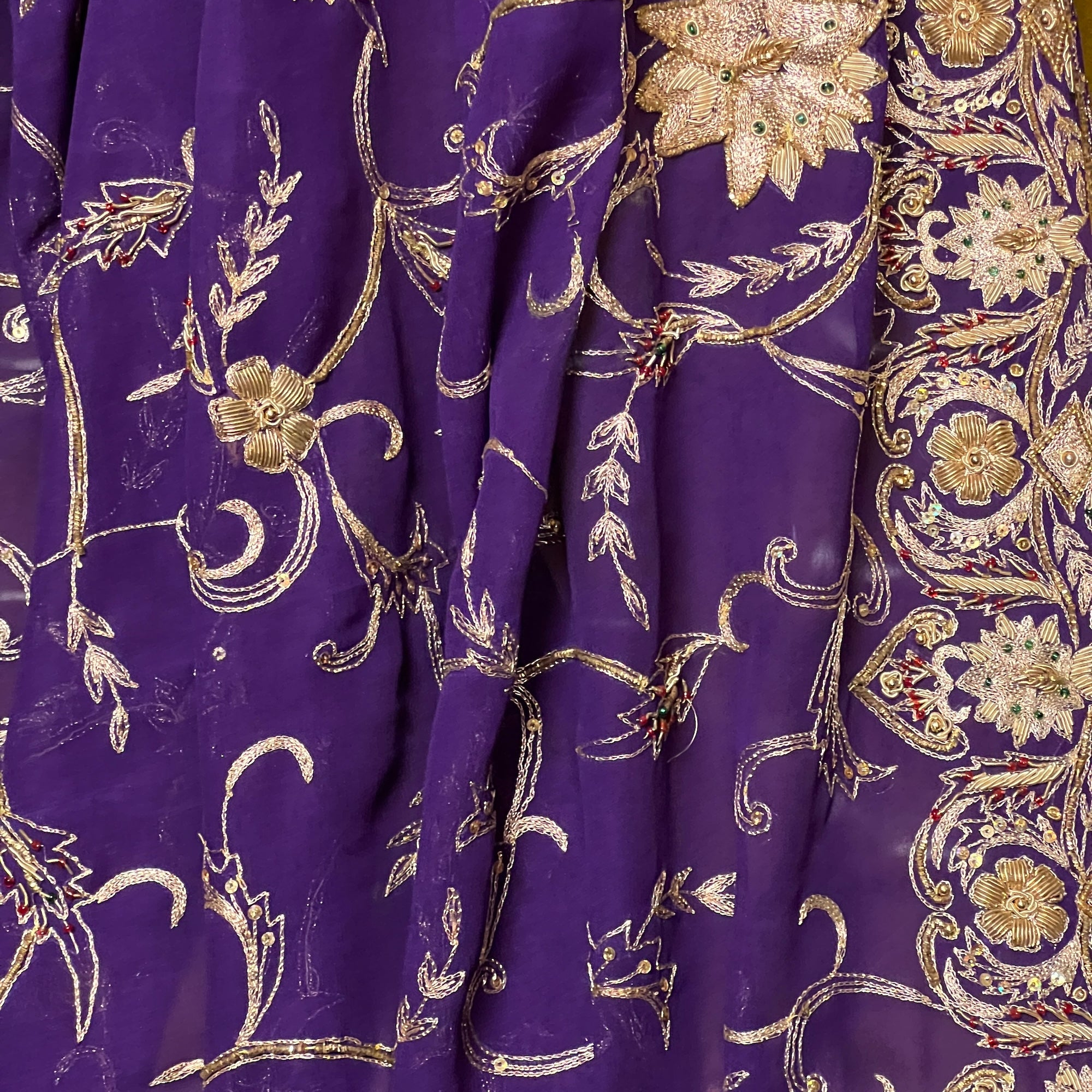 Purple  Heavy Work Dupatta - Vintage India NYC