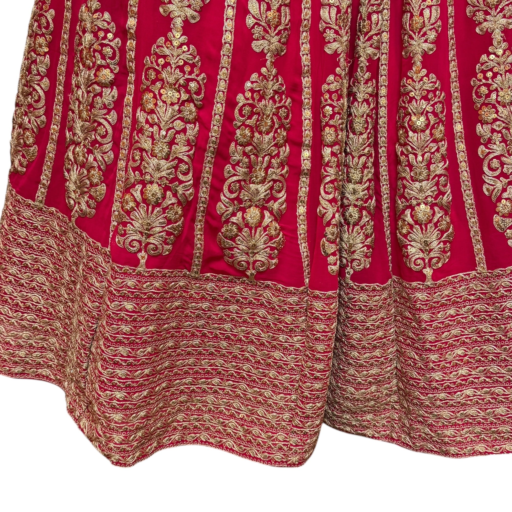 Heavy Rani Pink Lehenga Set w/ Long Sleeves - Vintage India NYC