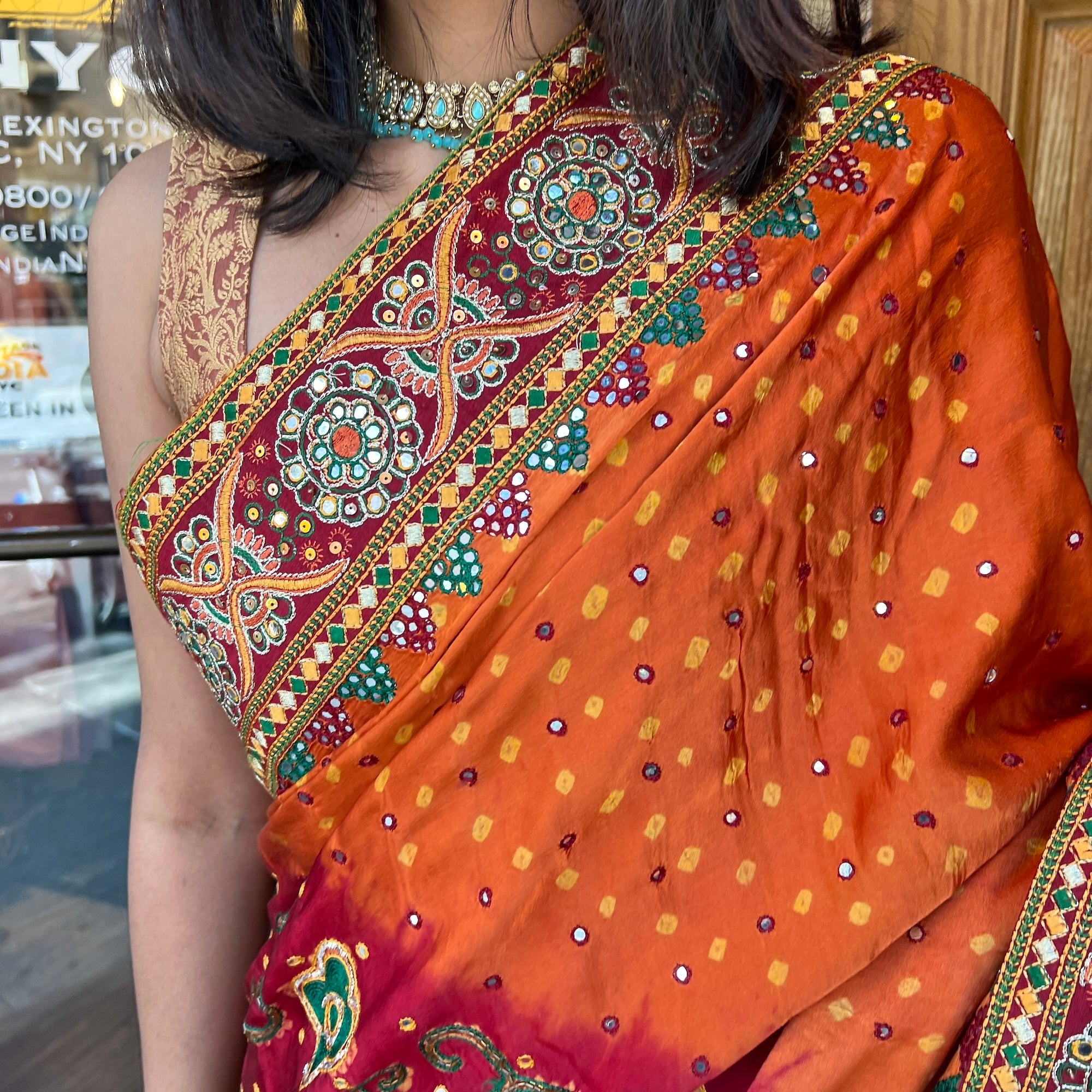 Heavy Work Bandhani Silk Saree