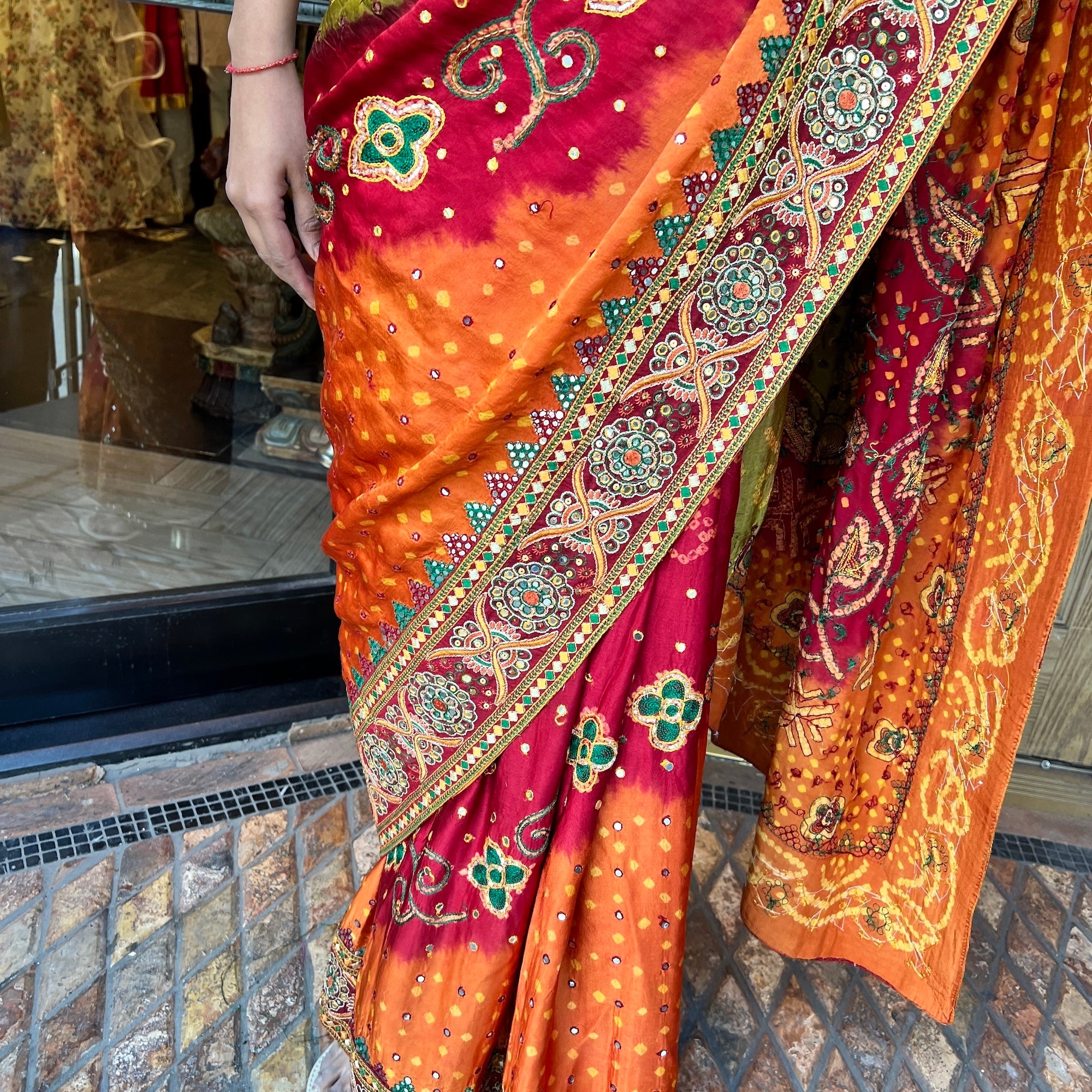Heavy Work Bandhani Silk Saree