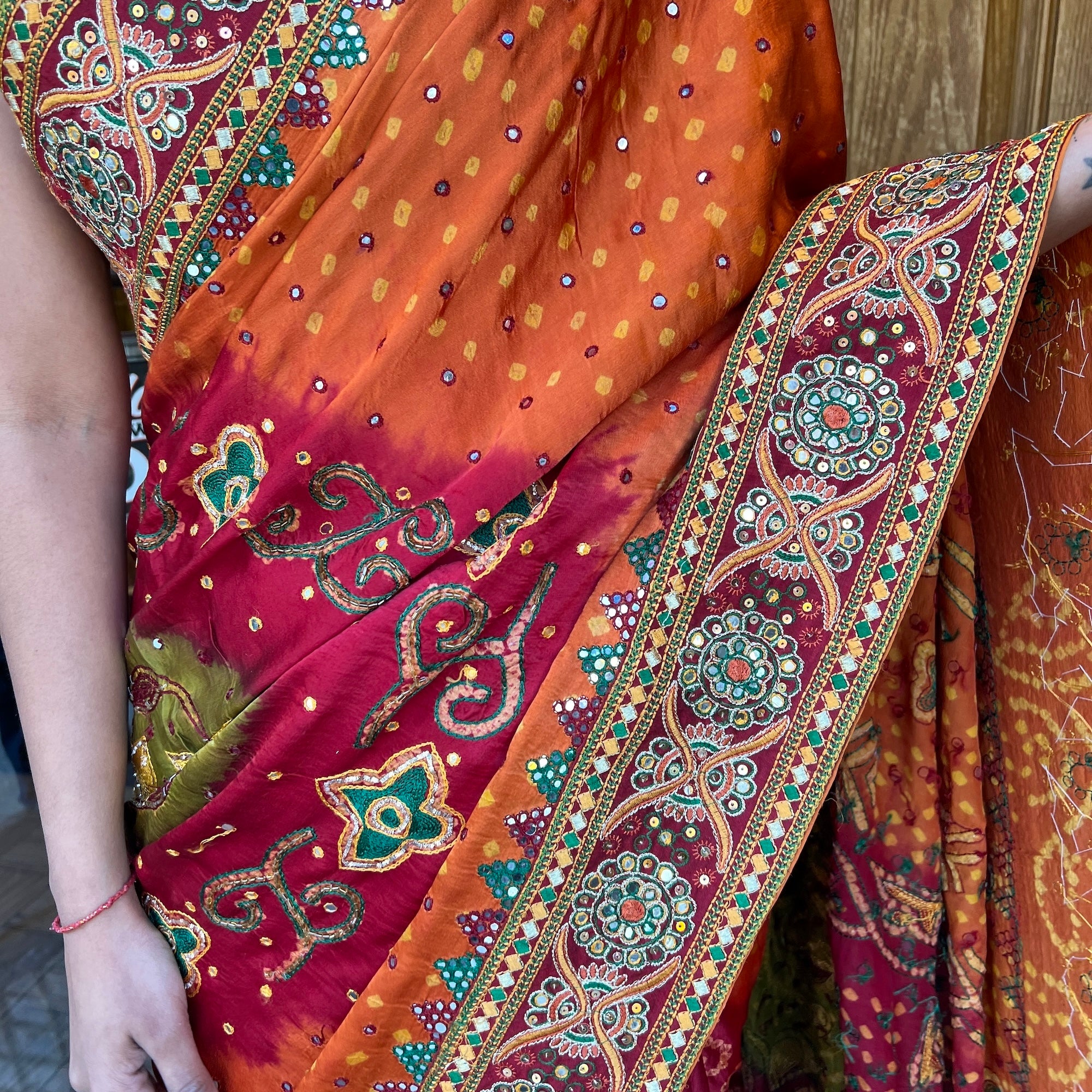 Heavy Work Bandhani Silk Saree