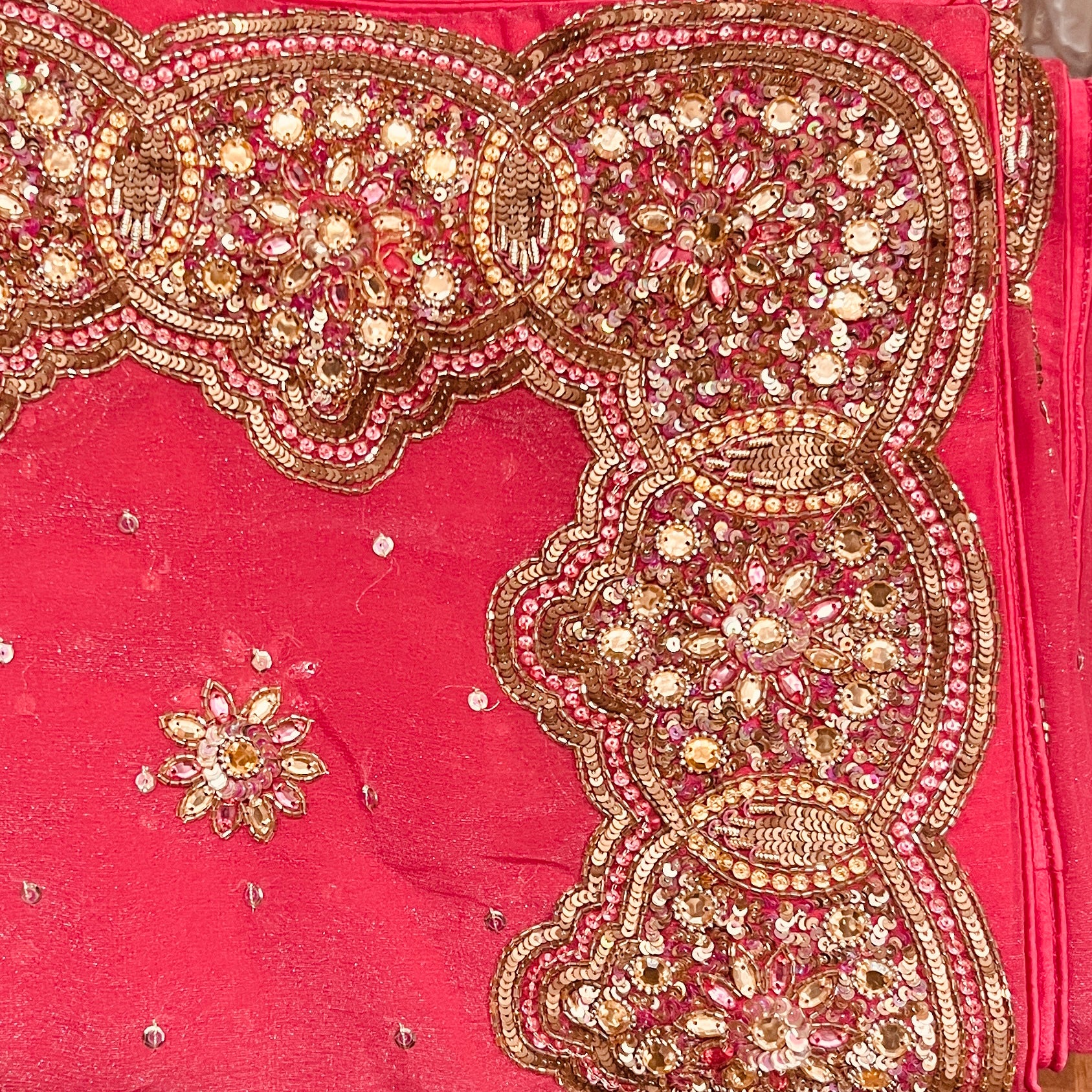 Lipstick Heavywork Dupatta Scarf - Vintage India NYC