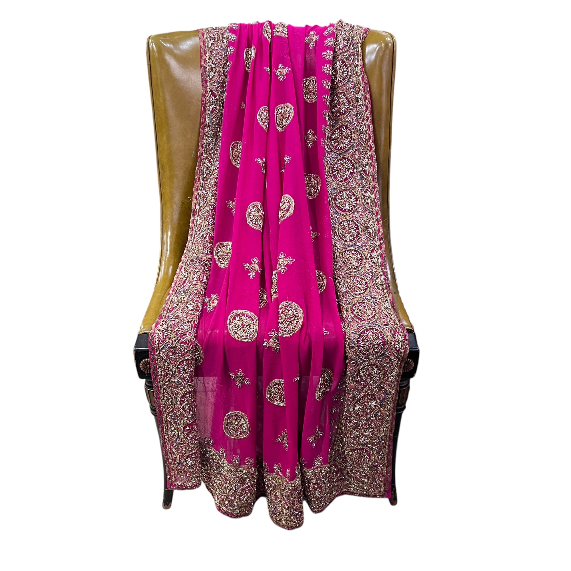 Pink Heavywork Dupatta Scarf - Vintage India NYC