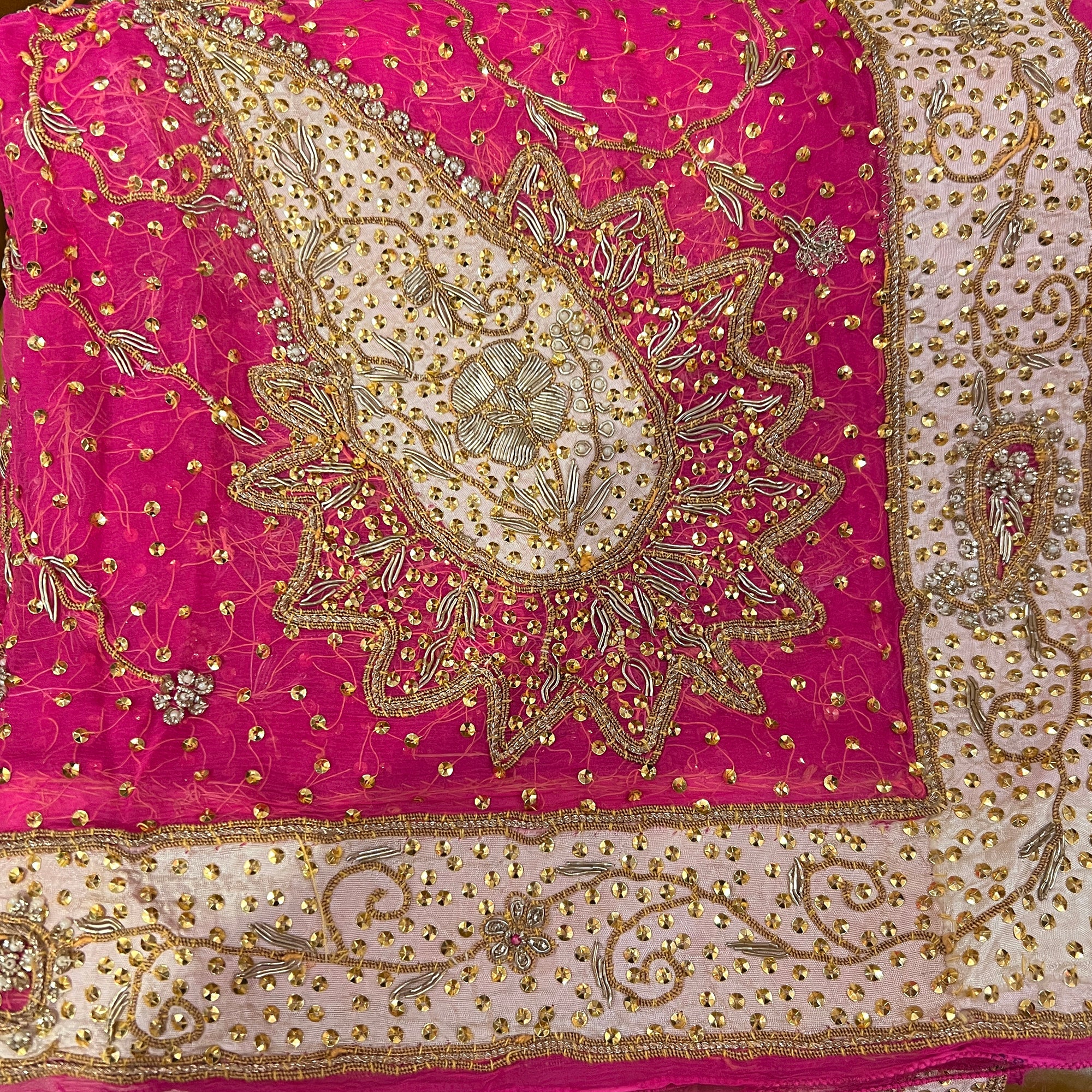 Pink Heavywork Dupatta Scarf - Vintage India NYC