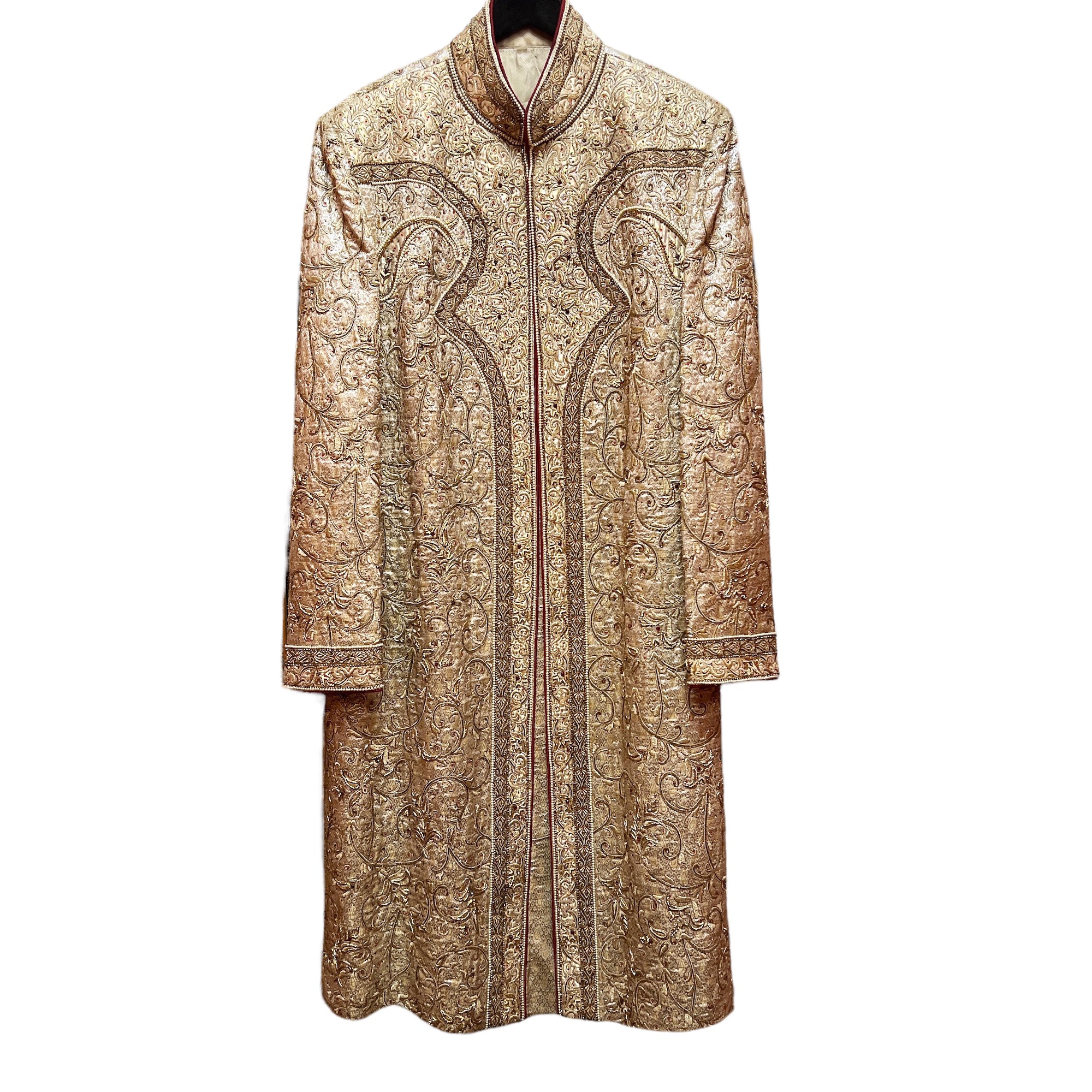 Heavywork Silver Gold Sherwani - Vintage India NYC