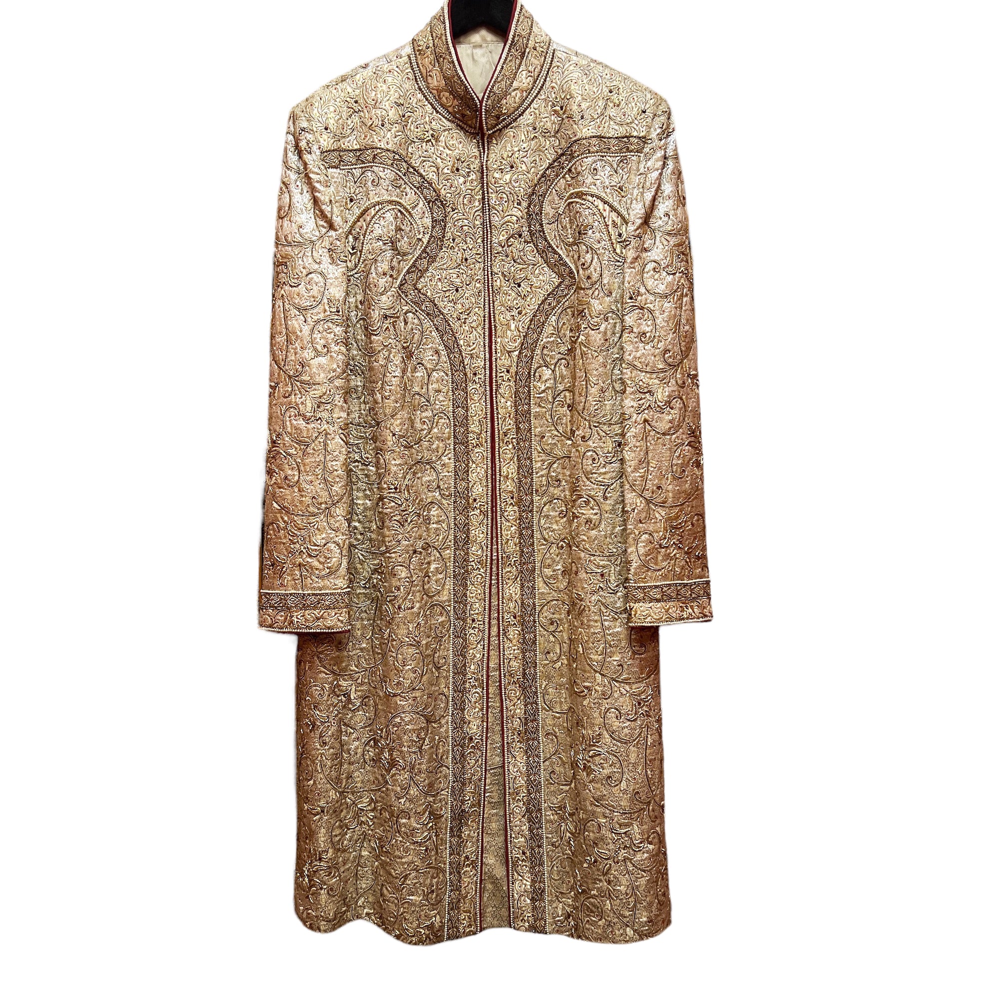 Heavywork Silver Gold Sherwani - Vintage India NYC