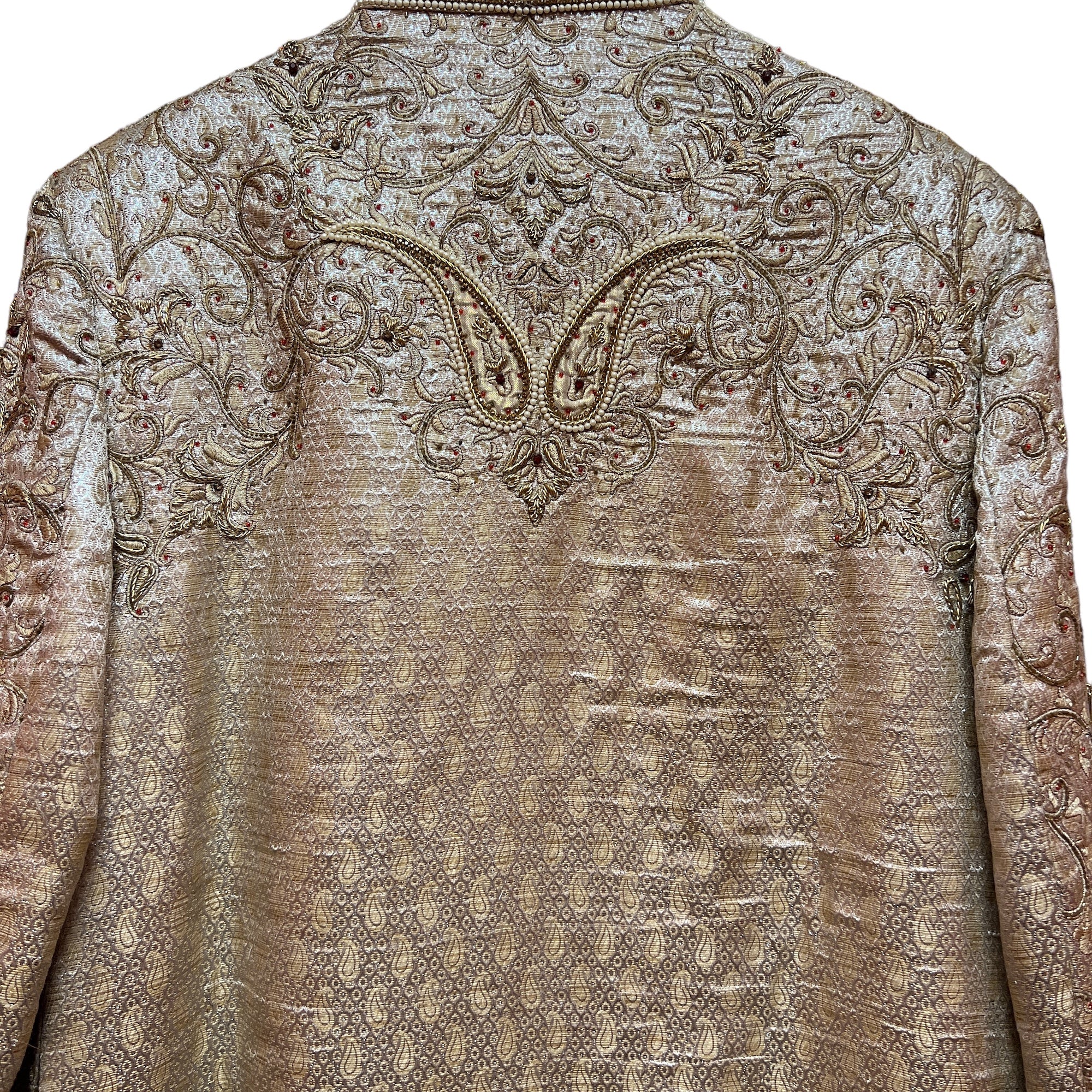 Heavywork Silver Gold Sherwani - Vintage India NYC