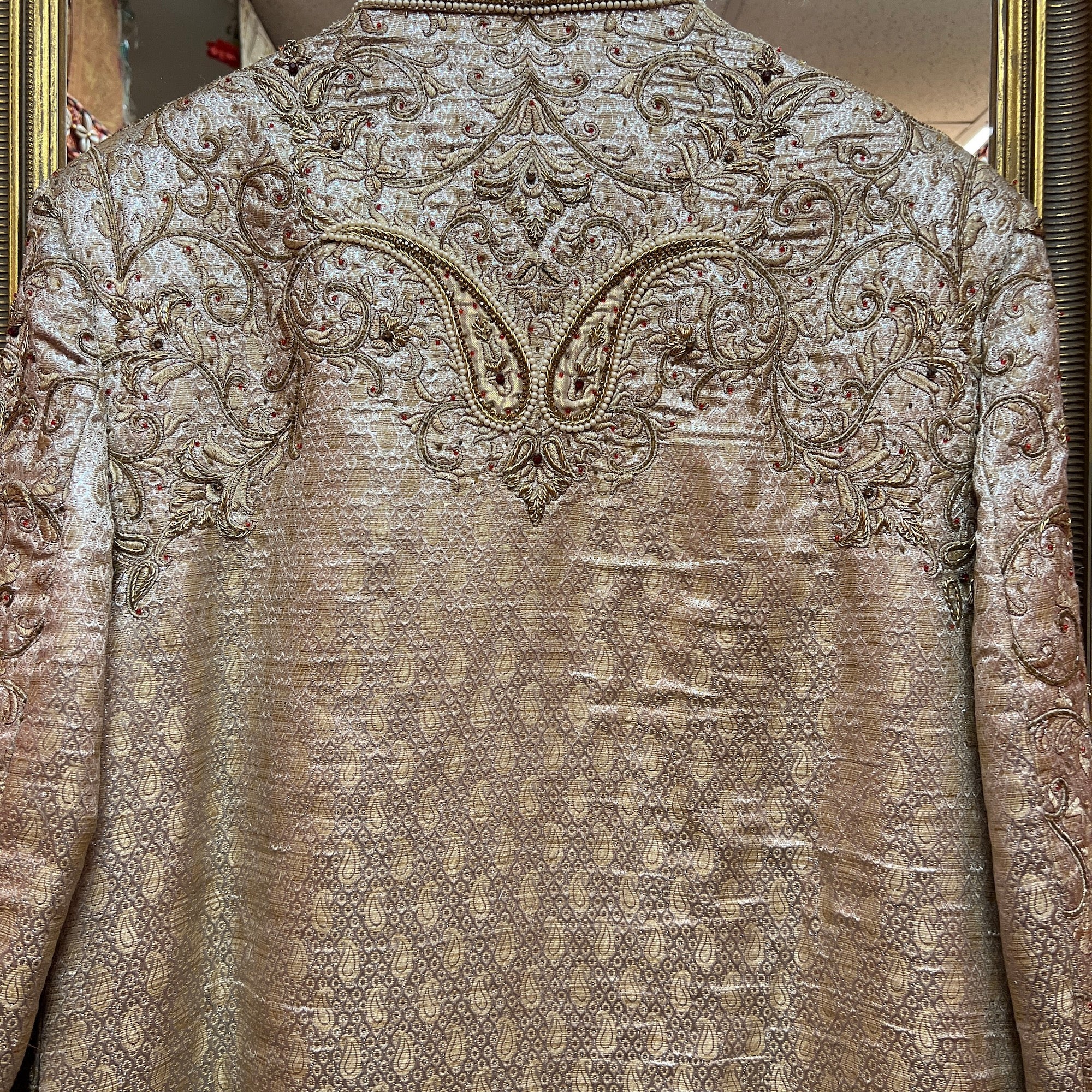 Heavywork Silver Gold Sherwani - Vintage India NYC