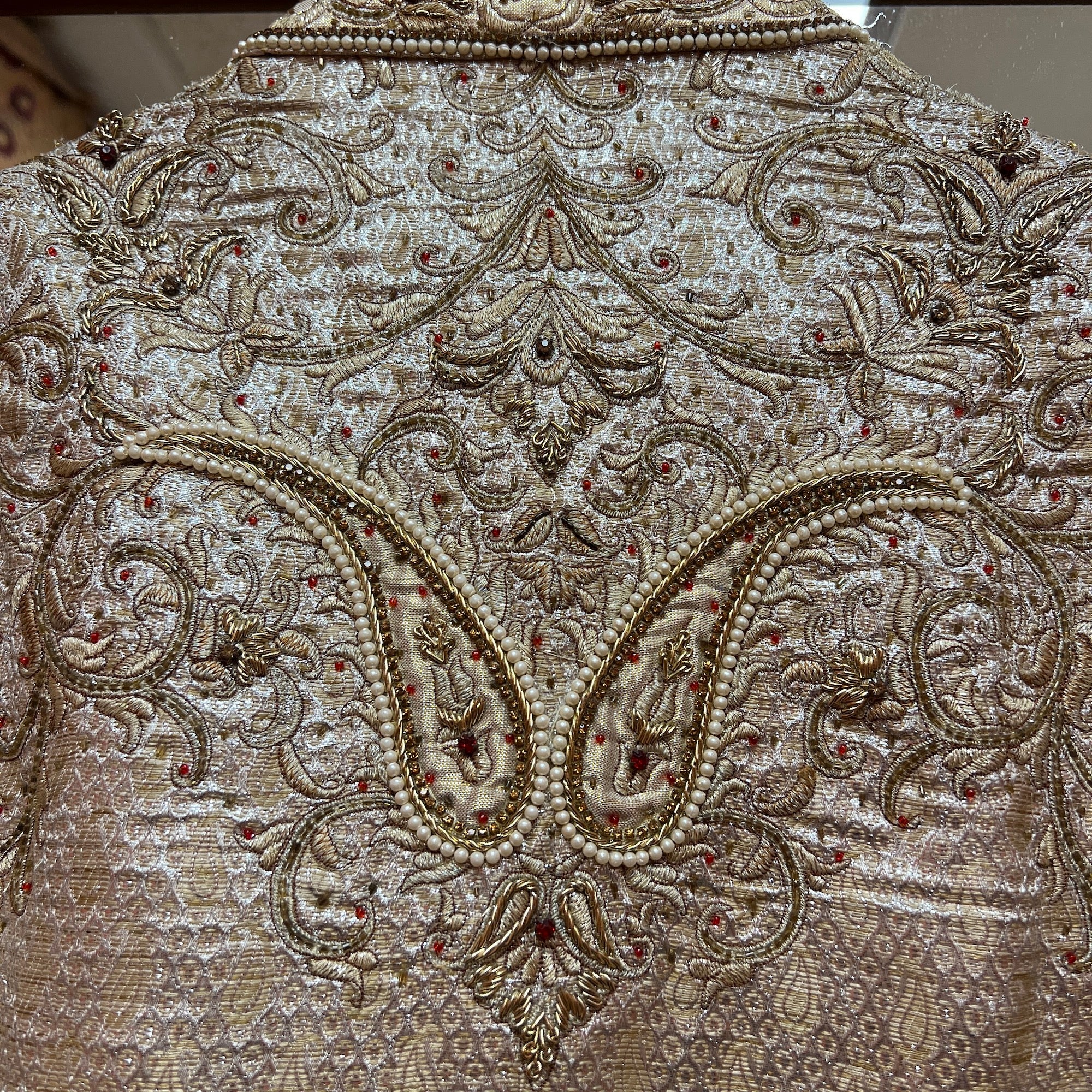 Heavywork Silver Gold Sherwani - Vintage India NYC