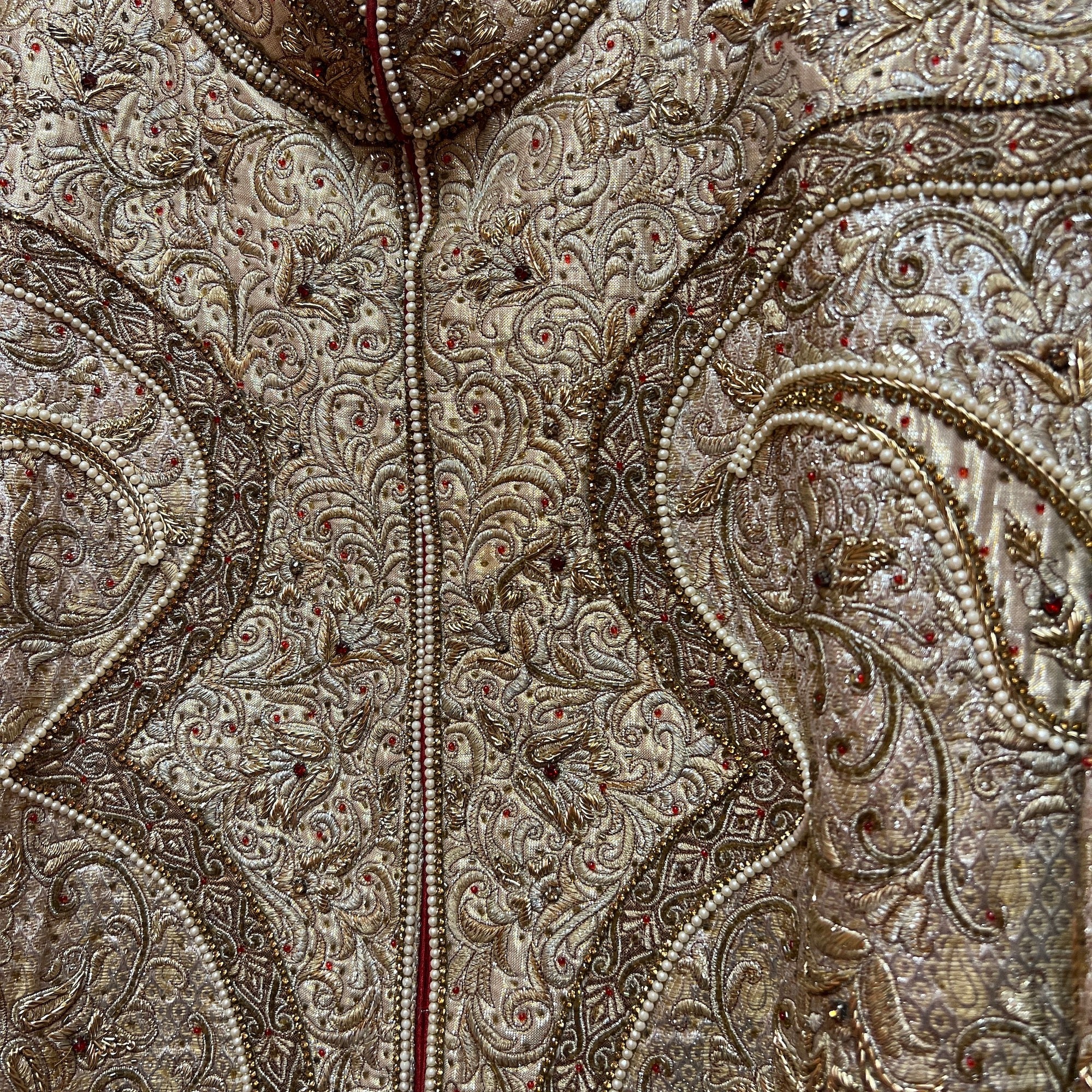 Heavywork Silver Gold Sherwani - Vintage India NYC