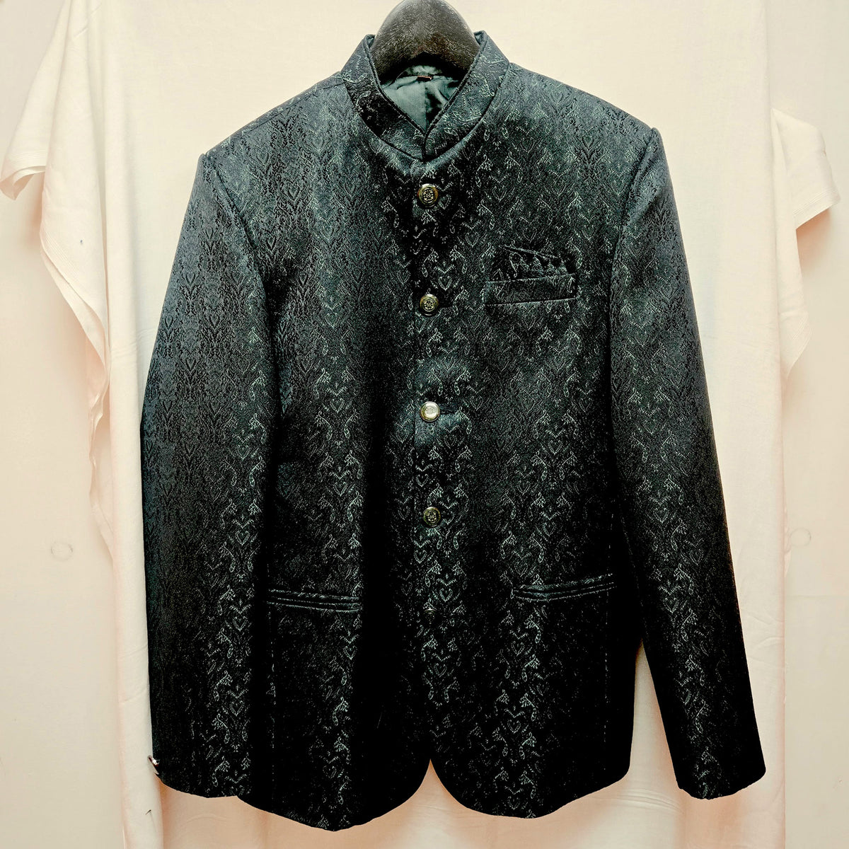 Hunter Green Jacquard Jodhpuri Jacket