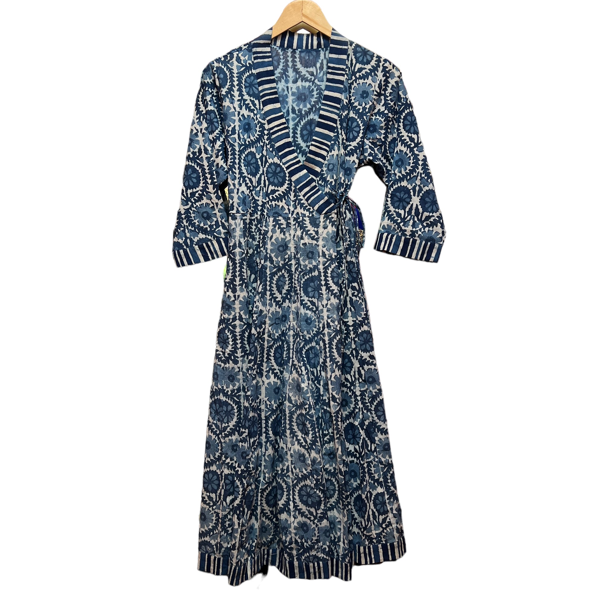 AR Blockprint Angrakha Wrap Dress-4 pattern choices - Vintage India NYC