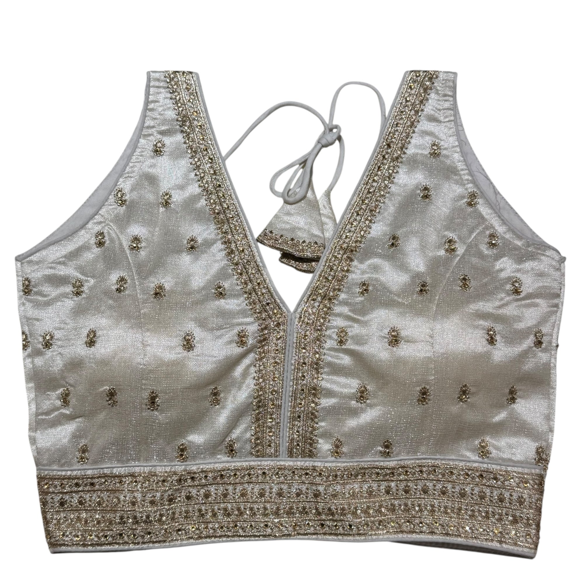 Sleeveless V Neck Choli Blouse -Size 34-Colors