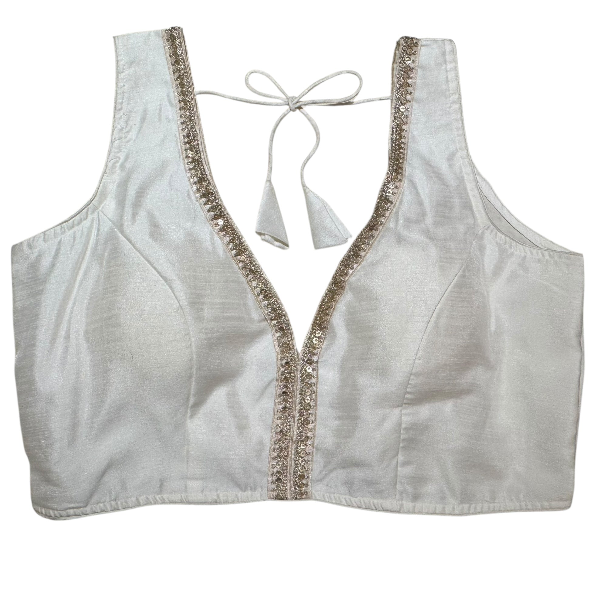 Plus Size Sleeveless V Neck Blouse -Size 48-Colors - Vintage India NYC