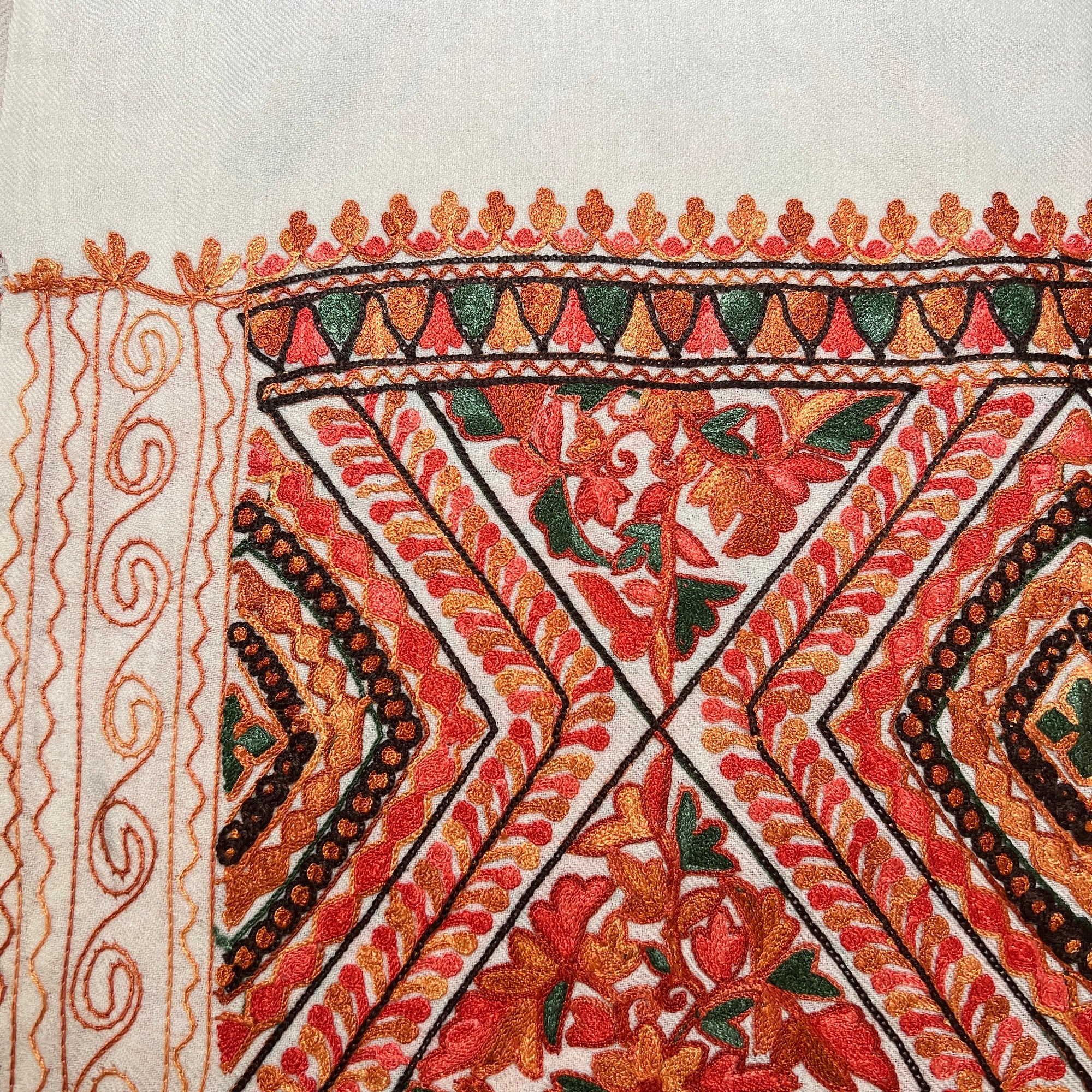 AM Full Jaal Diamond Heavy Embroidered Woolen Shawls-3 Colors - Vintage India NYC