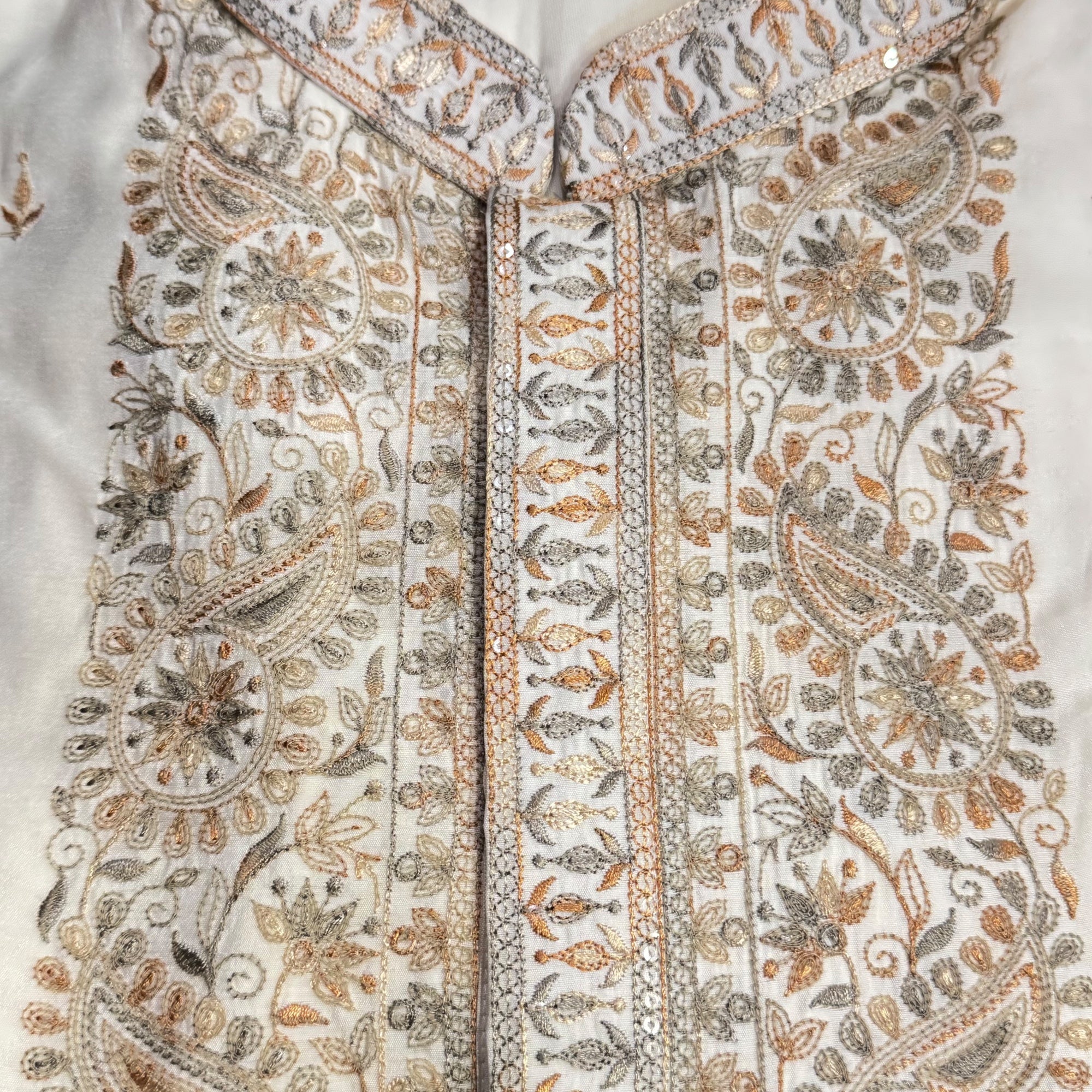 Ivory Embroidered Kurta - Vintage India NYC