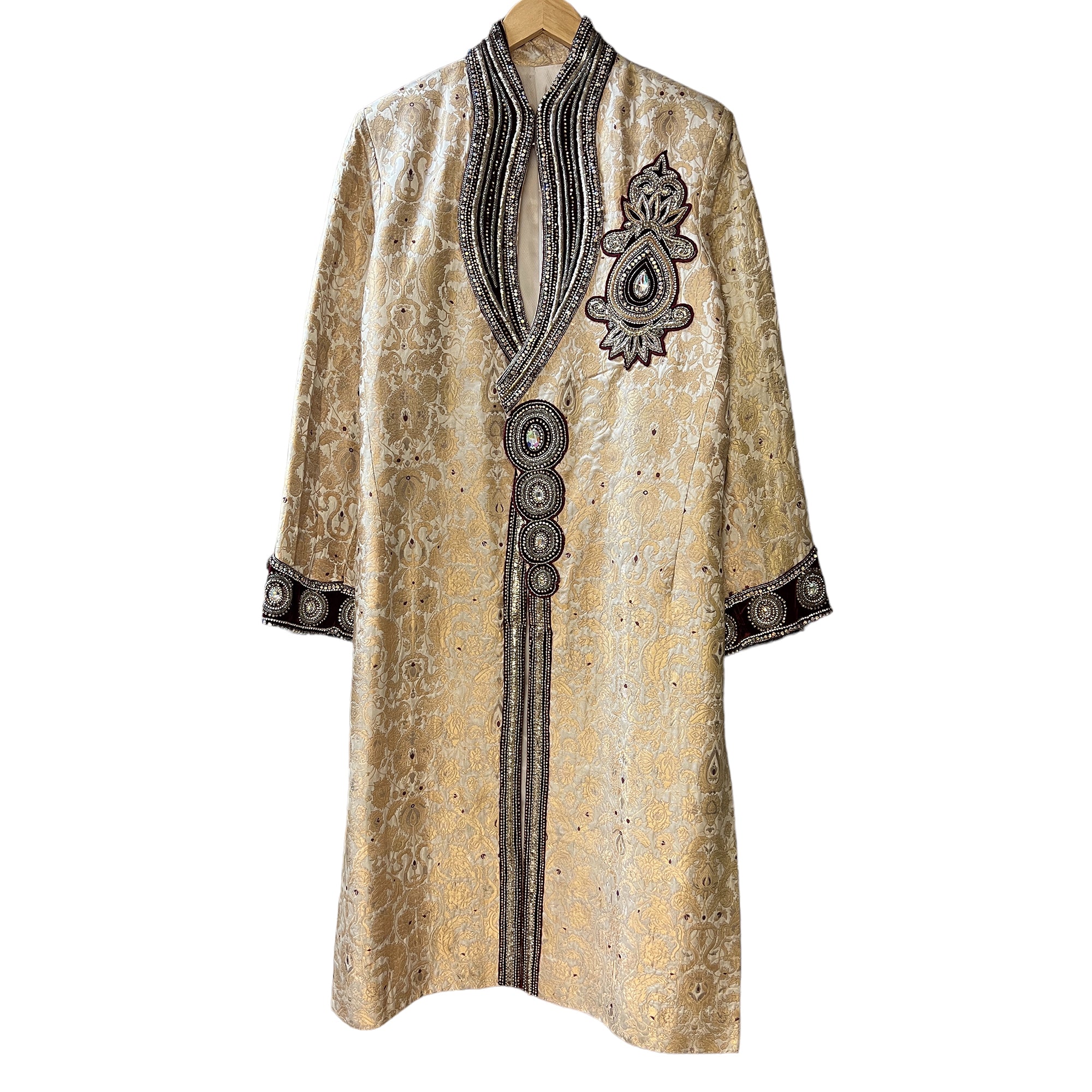 Vintage Ivory & Gold Brocade Sherwani - Vintage India NYC