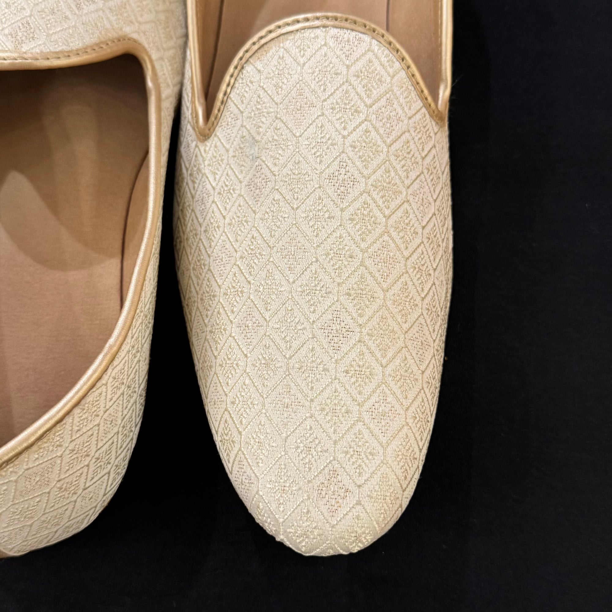 Cream Gold Lattice Loafer