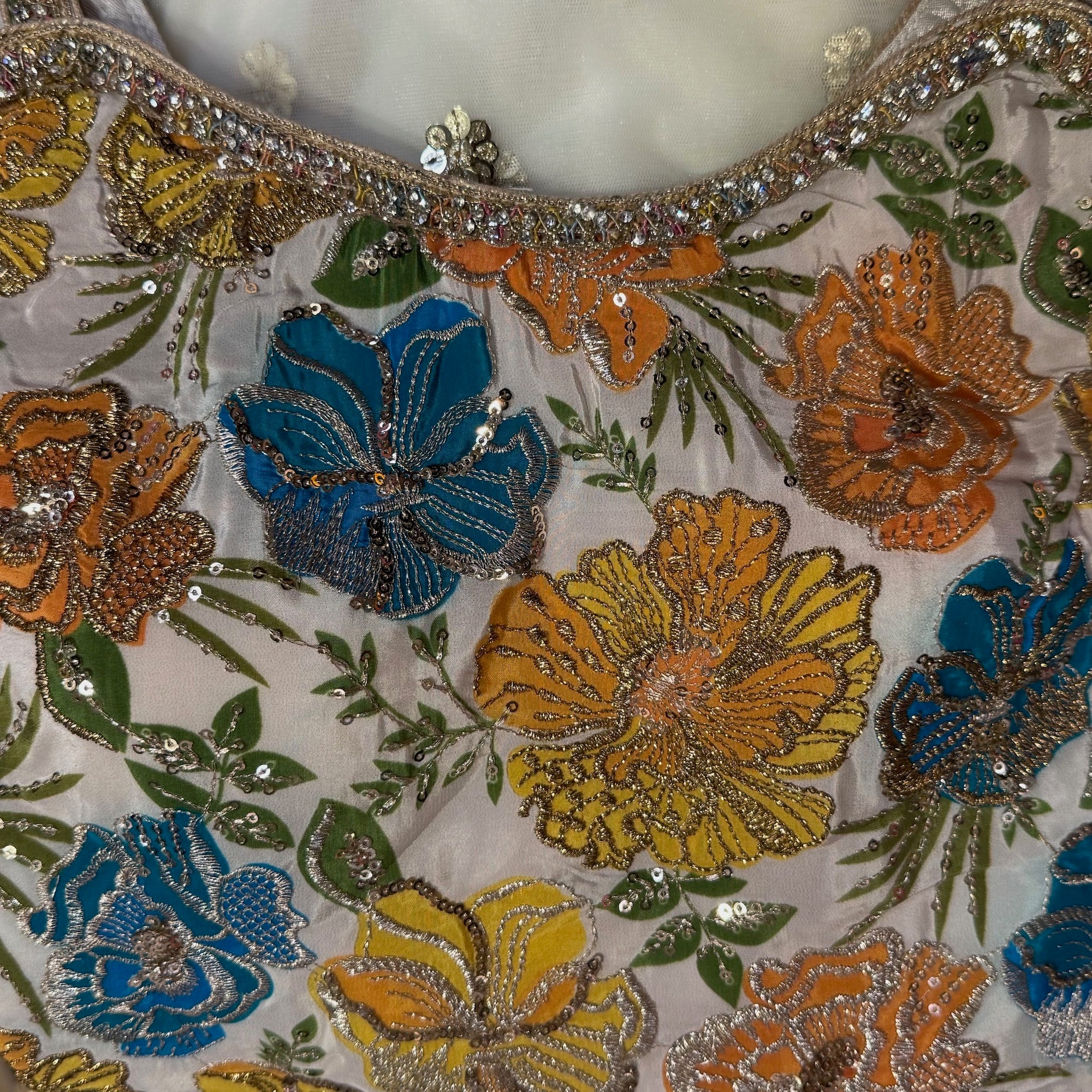Chintz Flower Embroidered Gharara Sets-Colors