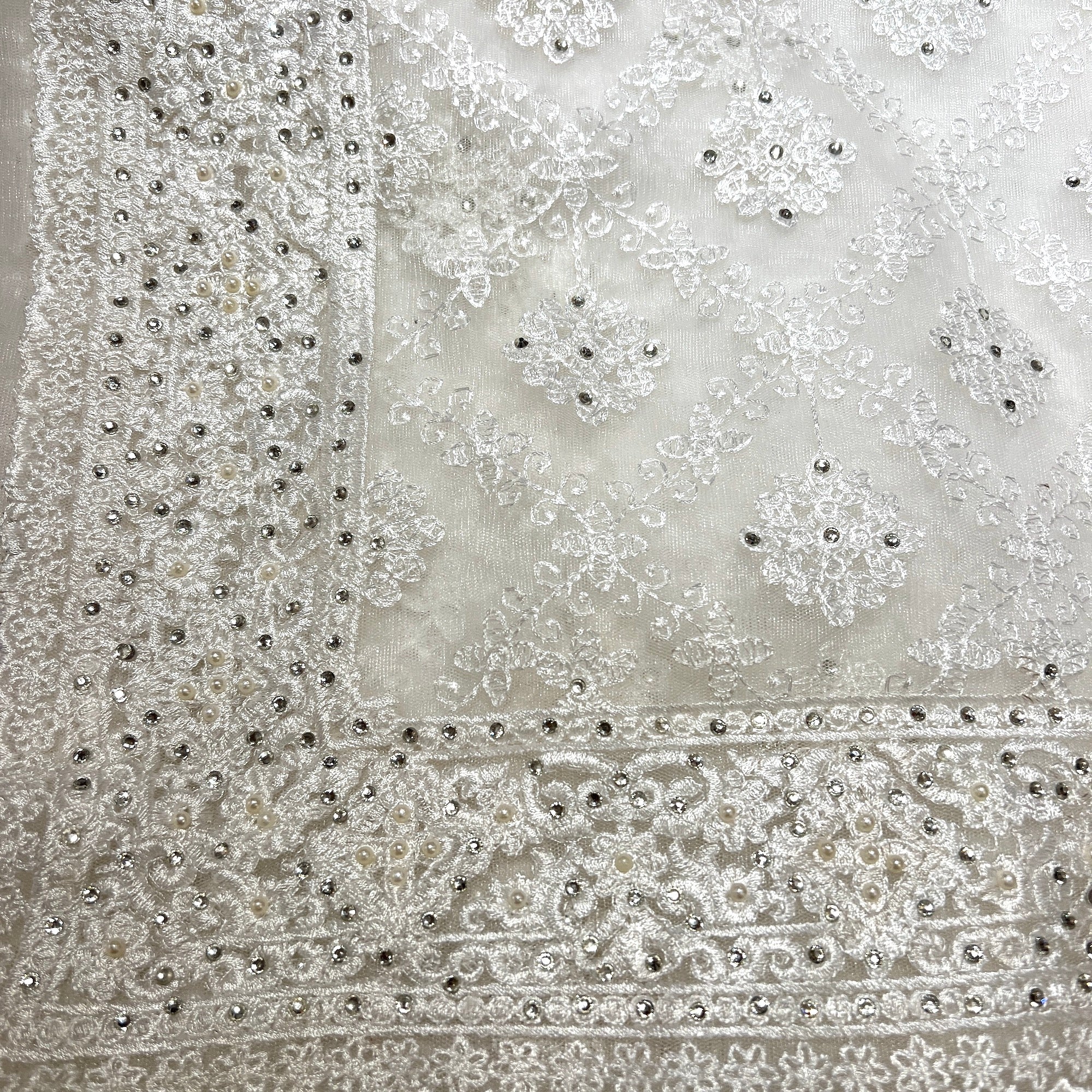 DT Ivory Net Saree - Vintage India NYC